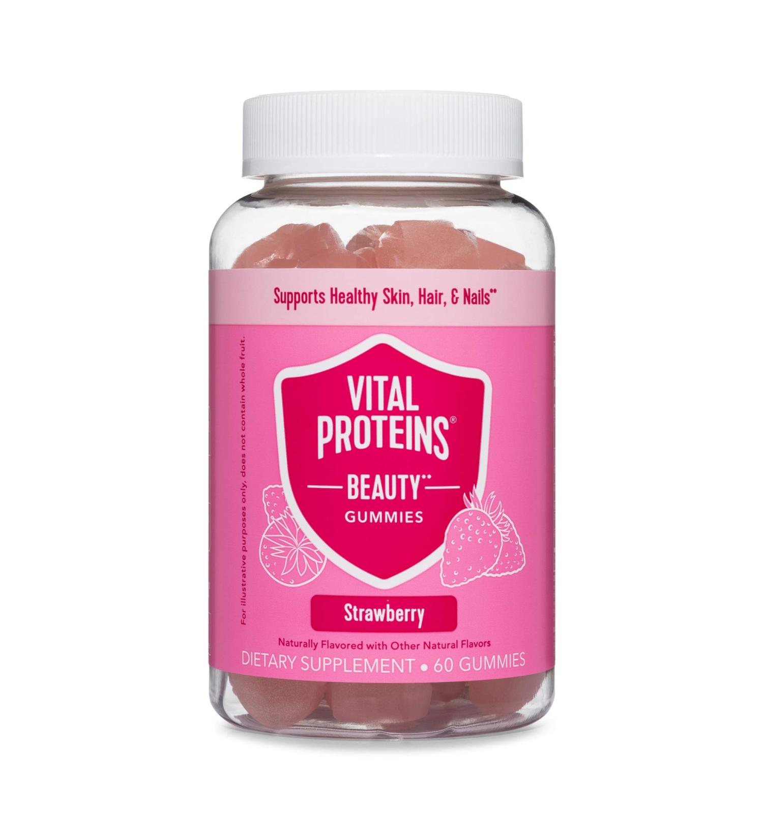 Vital Proteins Beauty Gummies - Strawberry Flavor | 60 Count for Skin & Hair Health - Buy Online on GoSupps.com