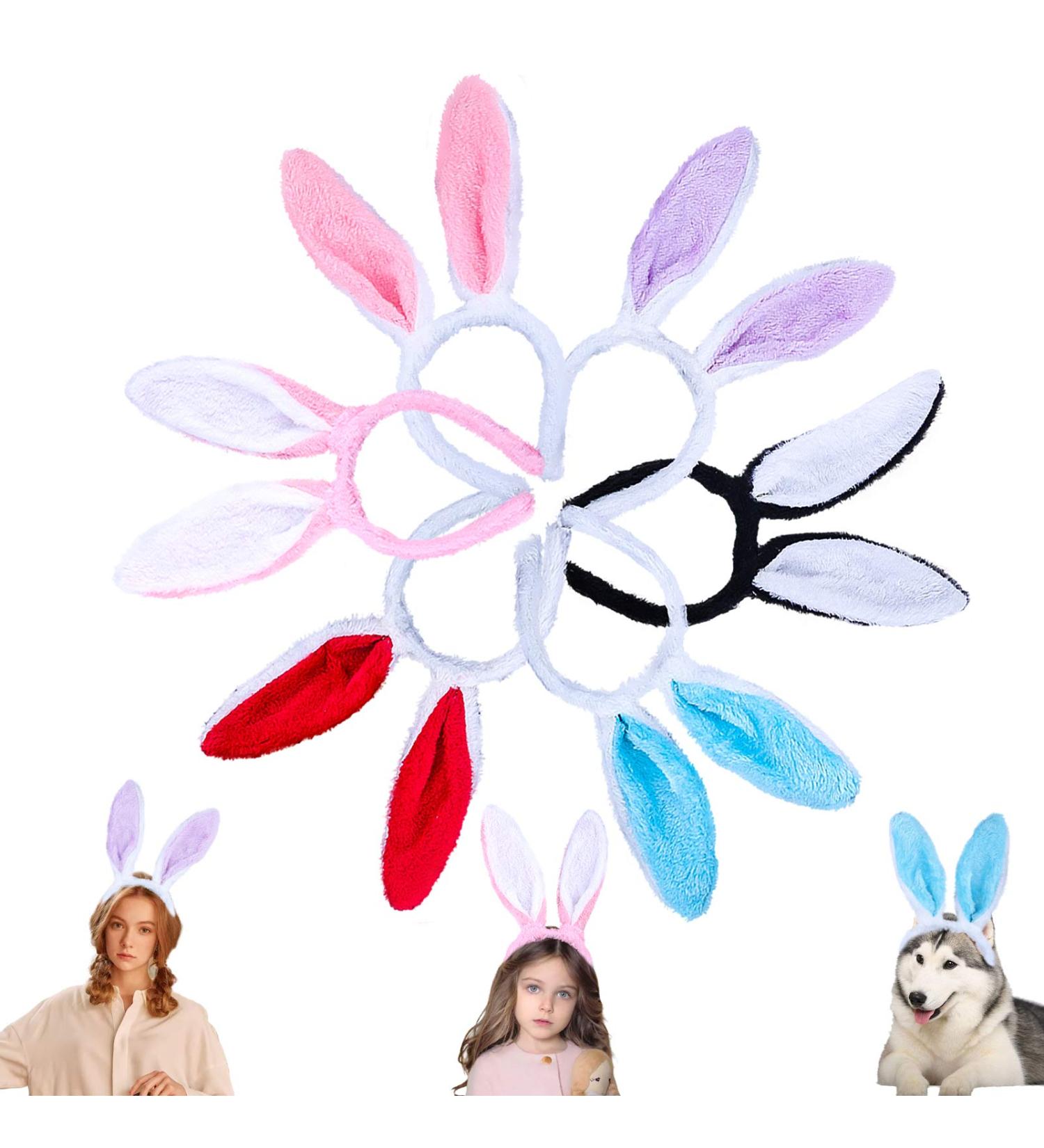 Candygirl 6pcs Fluffy Bunny Ear Headbands for Women and Girls - Easter Costume Rabbit Ear Headband Set for Kids and Adults in 6 Colors - Buy Online on GoSupps.com