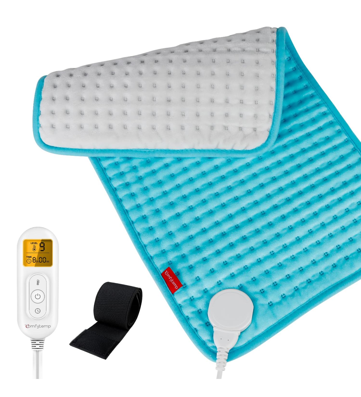Comfytemp Electric Heating Cushion - 9 Temperature Levels Washable 31x61cm with Velcro 1-9H Auto Switch-Off Ideal for Back Shoulder and Leg Relief - International Shipping Available - Buy Online on GoSupps.com
