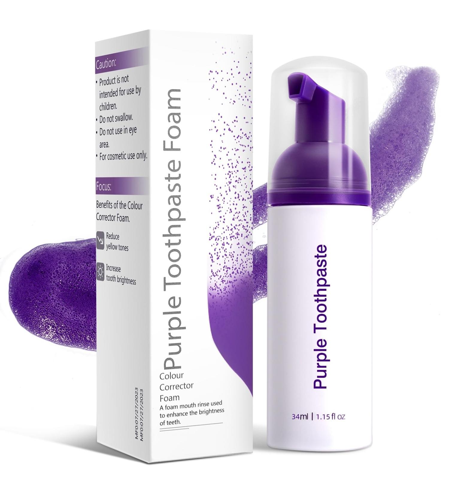 Dersoud Purple Toothpaste for Teeth Whitening Purple Teeth Whitening Kit Tooth Stain Removal Colour Corrector 1.15 Fl Oz - Buy Online on GoSupps.com