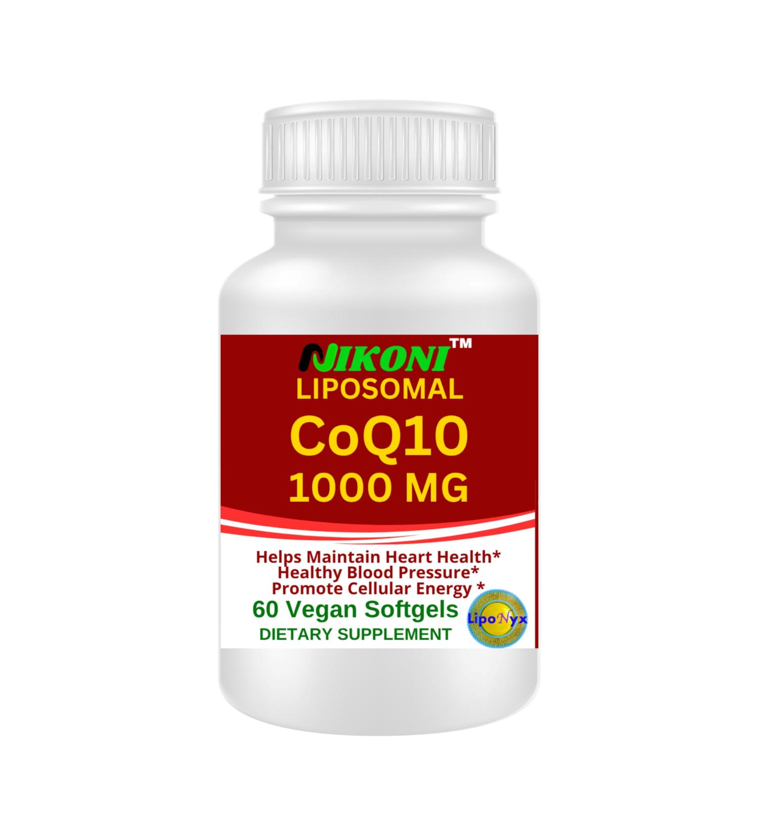 Nikoni Liposomal CoQ10 1000mg Vegan Softgel, Higher Absorption, Supports Heart, Brain & Energy, One Vegan Softgel/Serving, 60 Days Supply - Buy Online on GoSupps.com