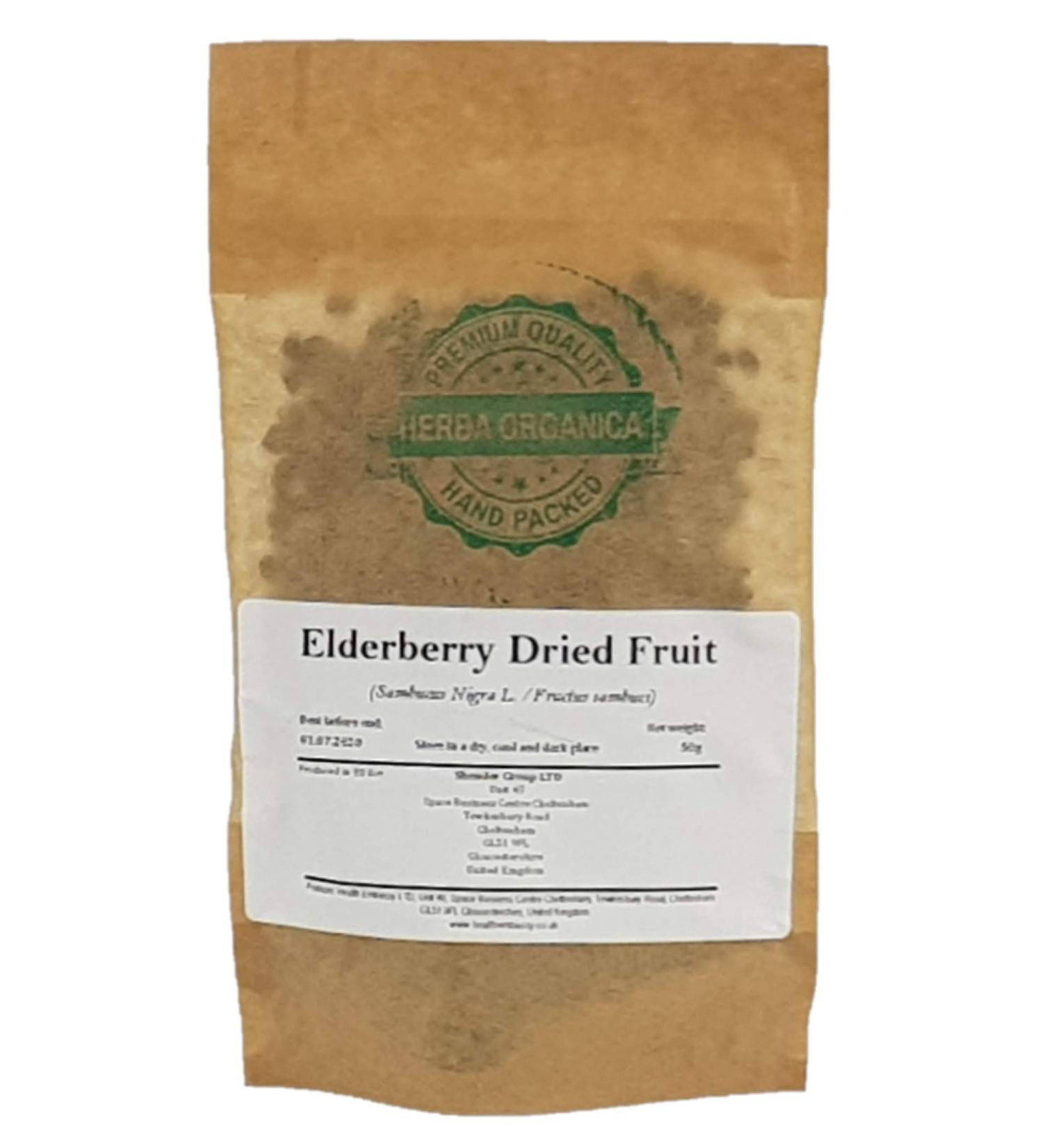 Buy Organic Helcherberries Dried Elderberry - 50g Pack | Herba Organica - Superfood for Immune Support & Natural Remedies - Buy Online on GoSupps.com
