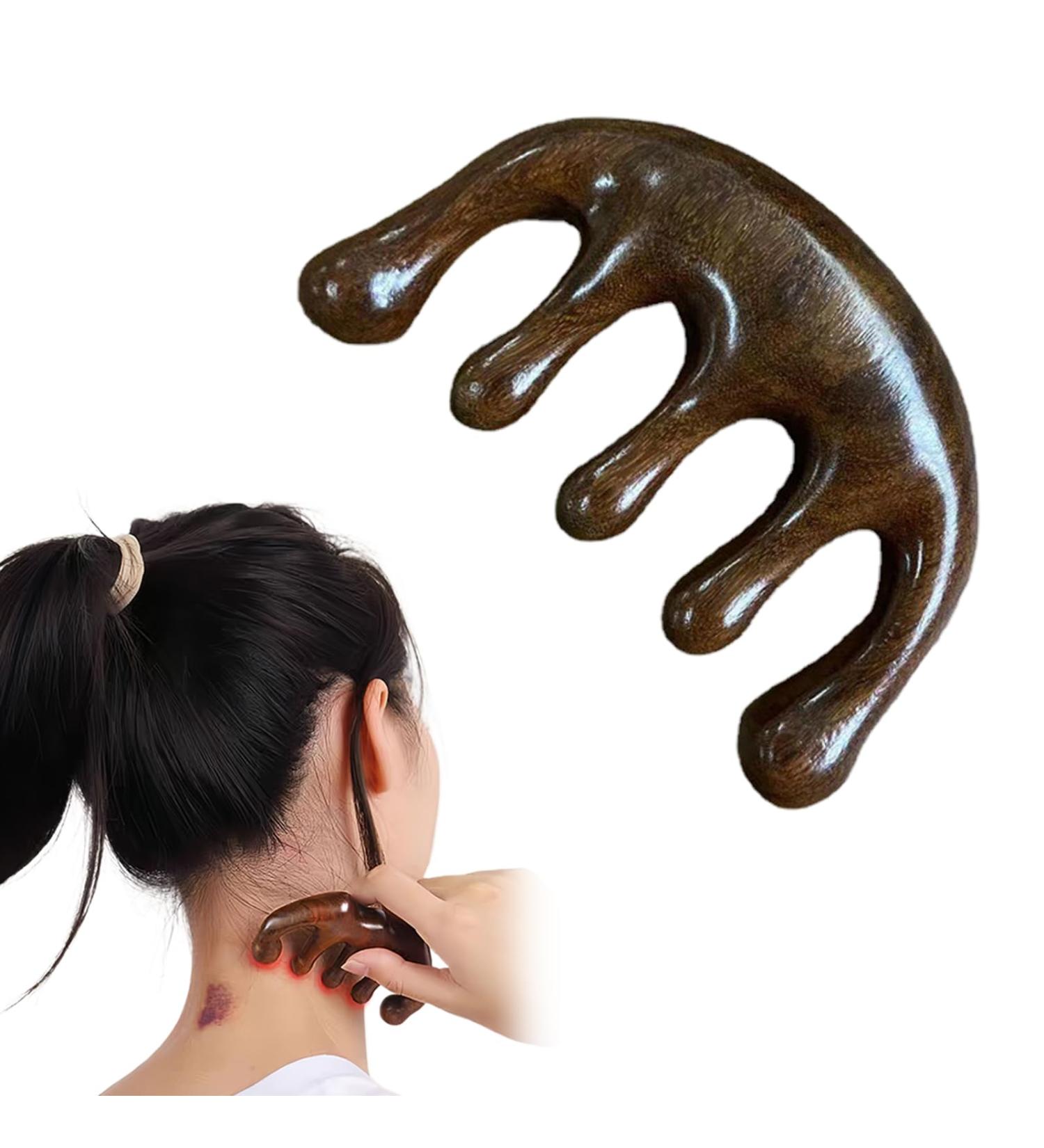 Buy Handmade Wooden Massage Comb - Wide Tooth Gua Sha & Meridian Head Massage Tool - Buy Online on GoSupps.com