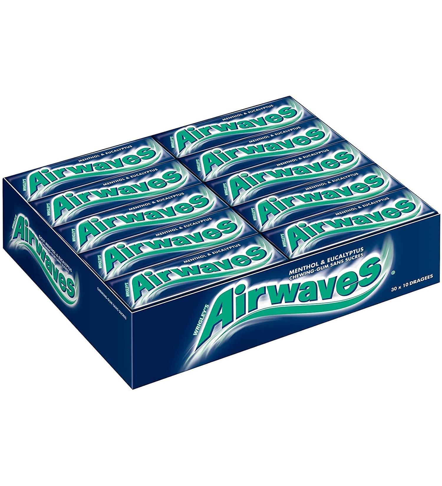 AIRWAVES - Chewing Gum Sans Sucre - Go t Menthol et Eucalyptus - 30 Paquets de 10 Drag es - Grand Format 300 Drag es - 420g Menthol Eucalyptus - Buy Online on GoSupps.com