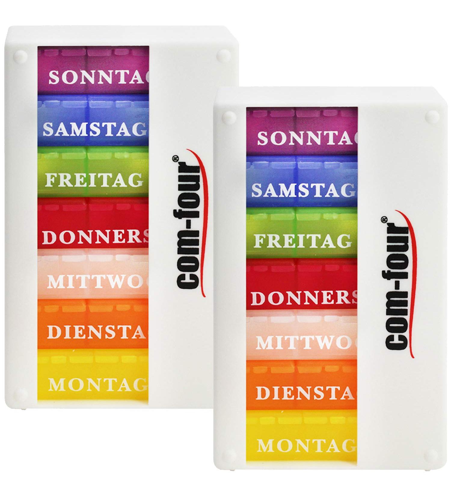 COM-Four 2x Drug Doser 7 Days Weekly Medication Box for Morning Lunch & Evening Pill Dosing (White) | International Shipping Available - Buy Online on GoSupps.com