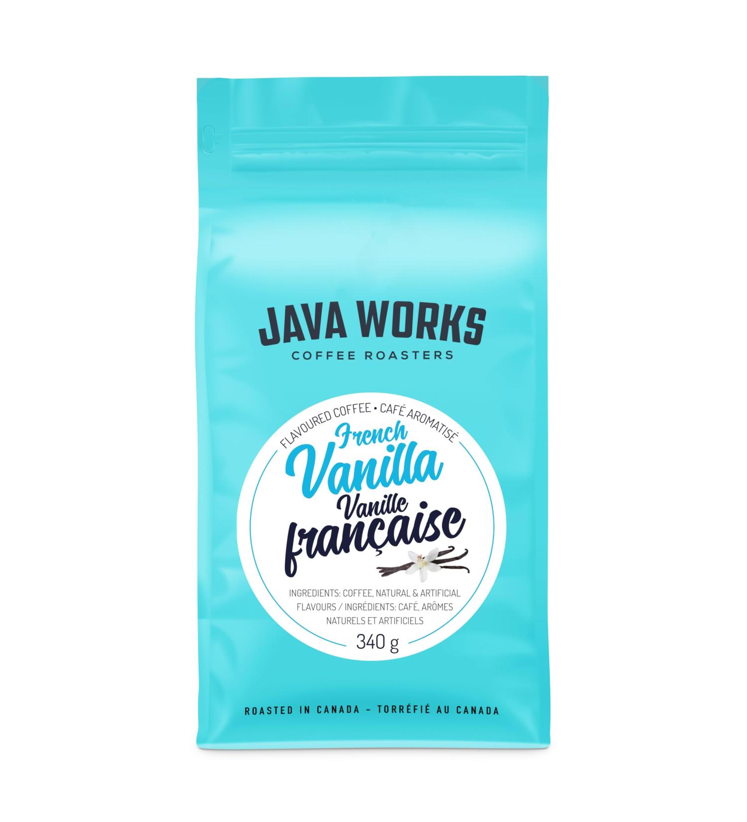 Java Works Coffee - French Vanilla Flavoured Coffee | 340 grams | Medium Roast | Whole Bean French Vanilla 340 g (Pack of 1) - Buy Online on GoSupps.com