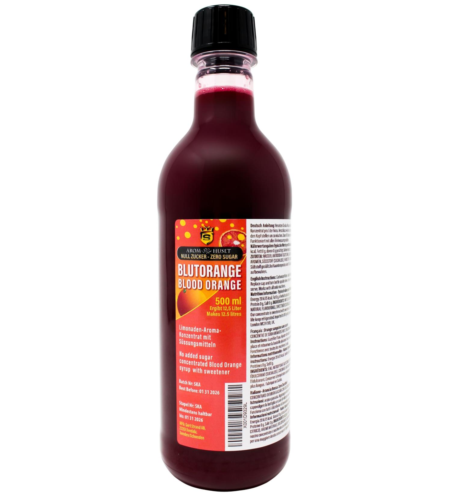 Zero Sugar Blood Orange Soda Syrup Concentrate 500ml - Create 12.5L Sugar-Free Soft Drink - Buy Online on GoSupps.com
