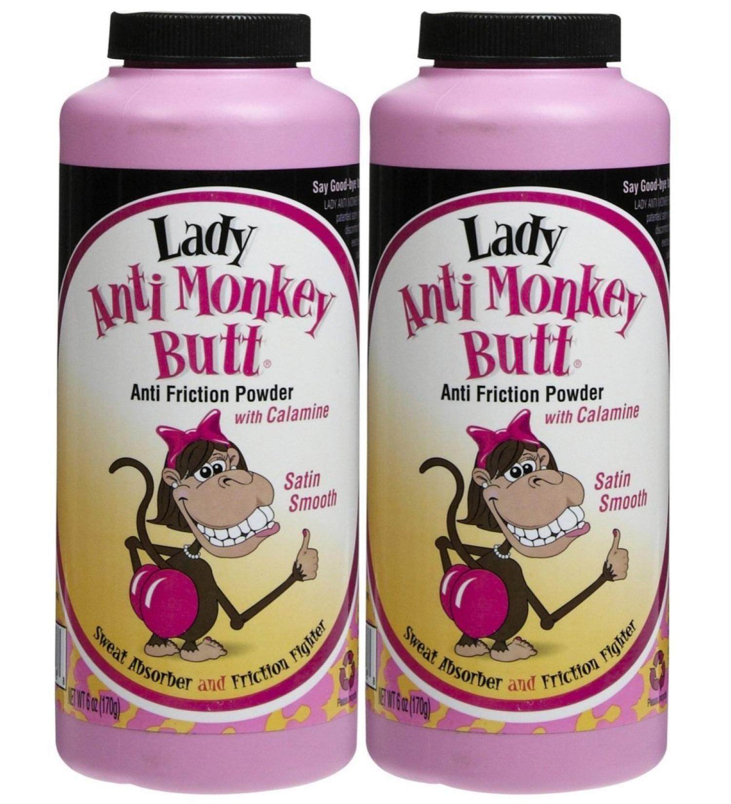 Lady Anti Monkey Butt Sweat Absorbing and Friction Fighting Body Powder - 6 oz - 2 pk