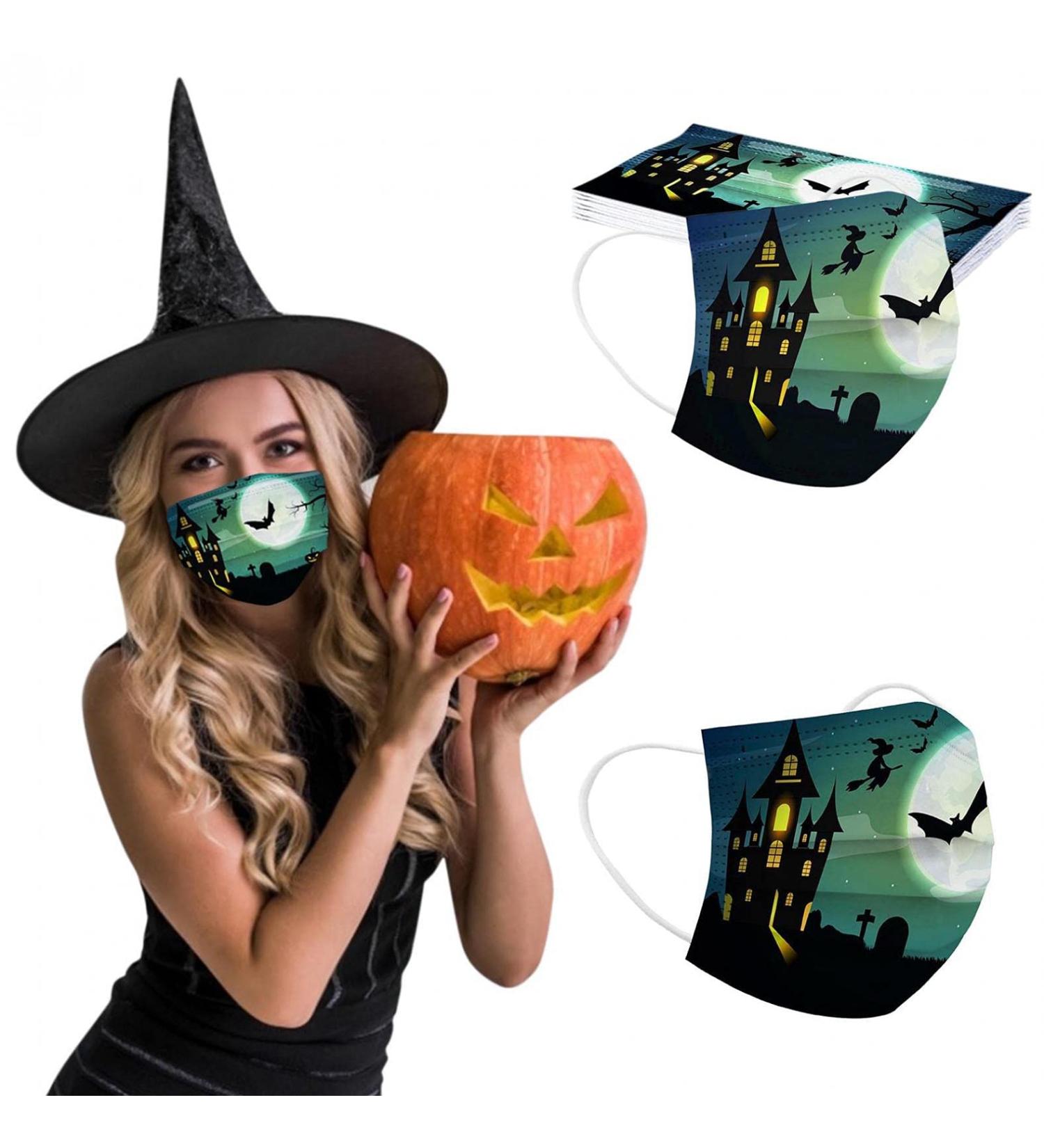 3 Ply Disposable_Face_Mask with Halloween Cute Pattern Design Comfortable Covers Suitable For Adults Outdoor Use Protection - Buy Online on GoSupps.com