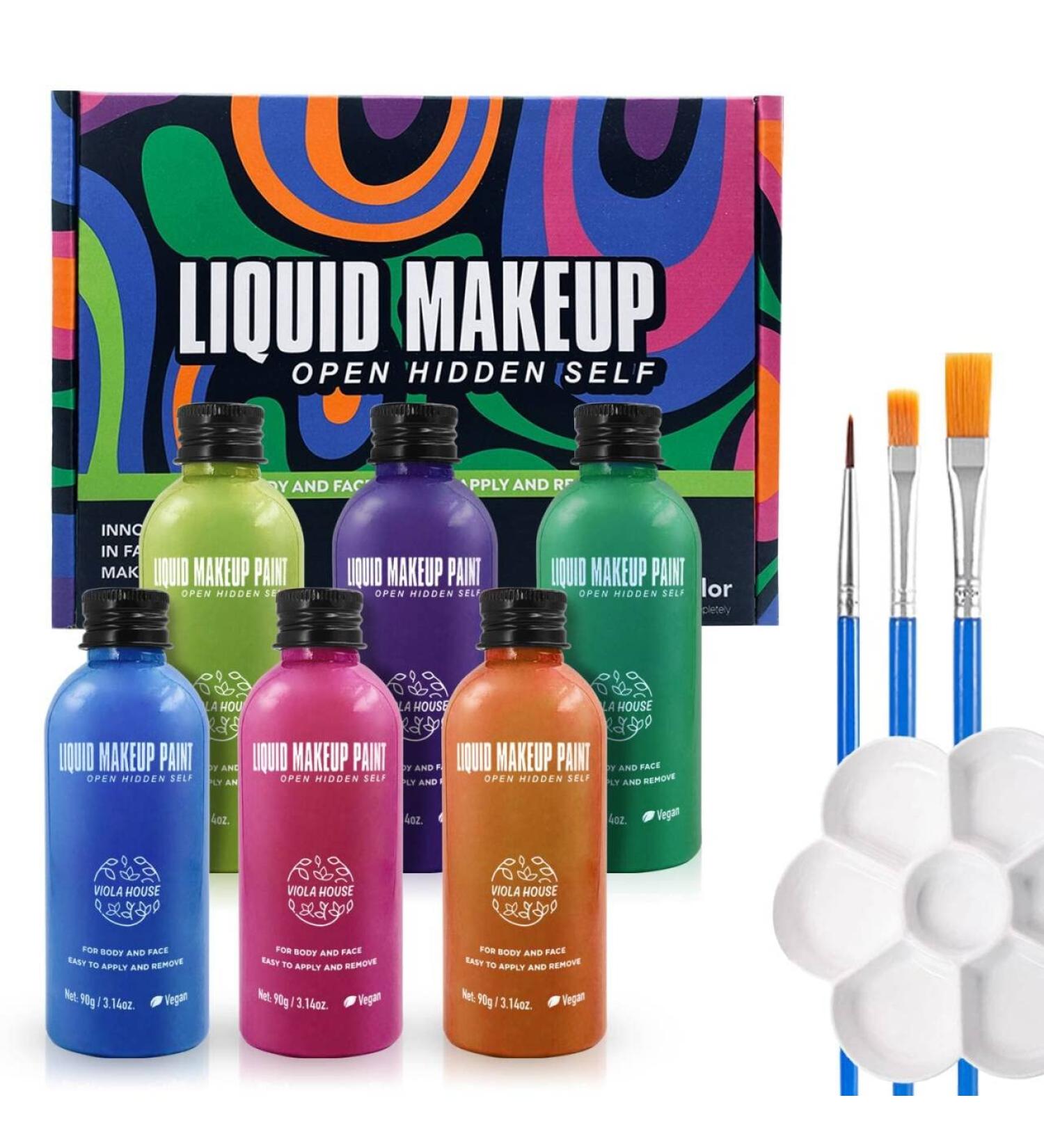 VIOLA HOUSE Liquid Body Painting Christmas Gift - Professional Water Based Face & Body Makeup Kit for Adults & Kids - 6 Colors - SFX Makeup for Cosplay & Halloween - Buy Online on GoSupps.com