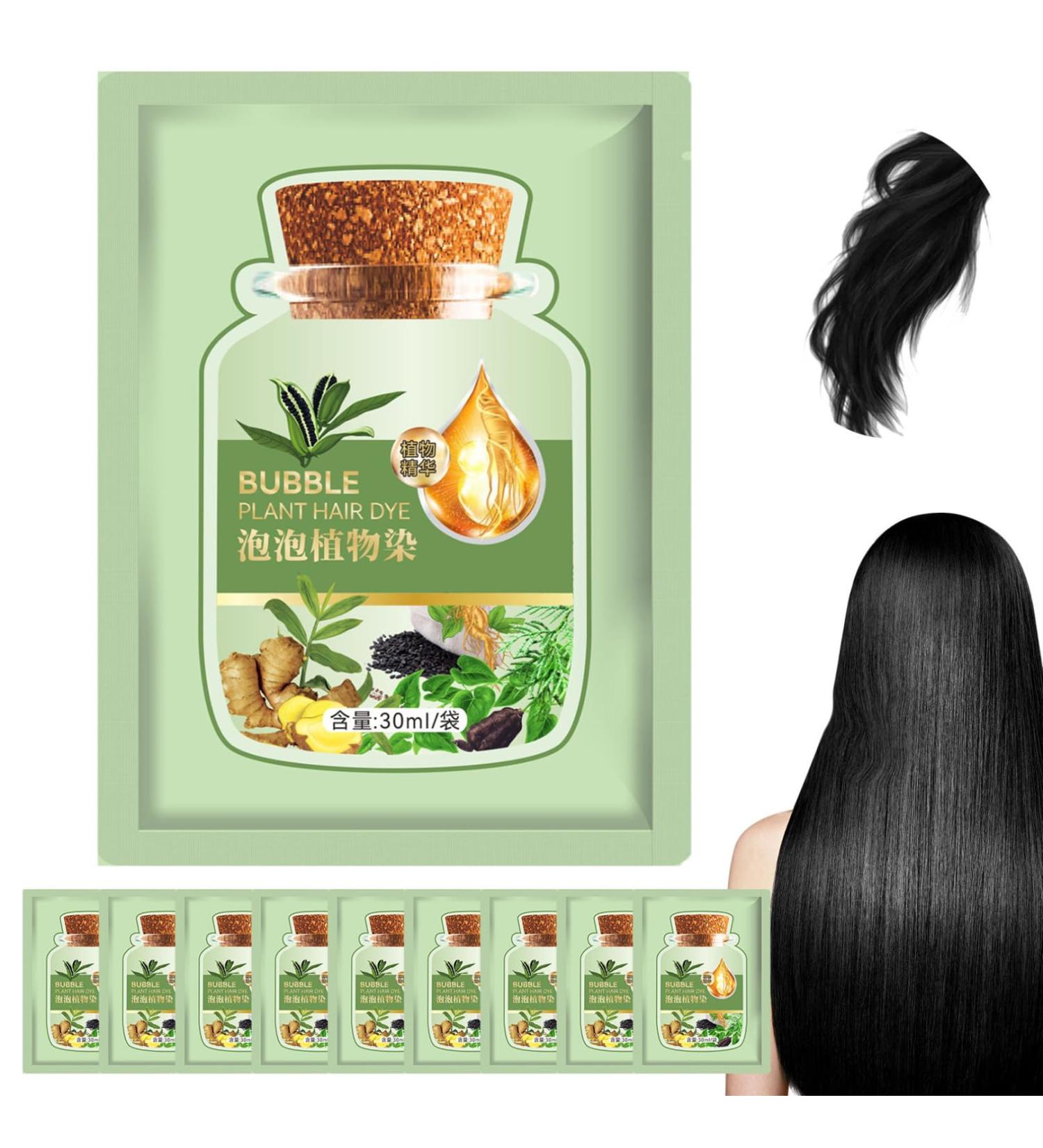 10Pcs Natural Black Bubble Hair Dye | Long-lasting Plant-Based Hair Coloring | Mild & Refreshing 30ml Hair Care Solution - Buy Online on GoSupps.com