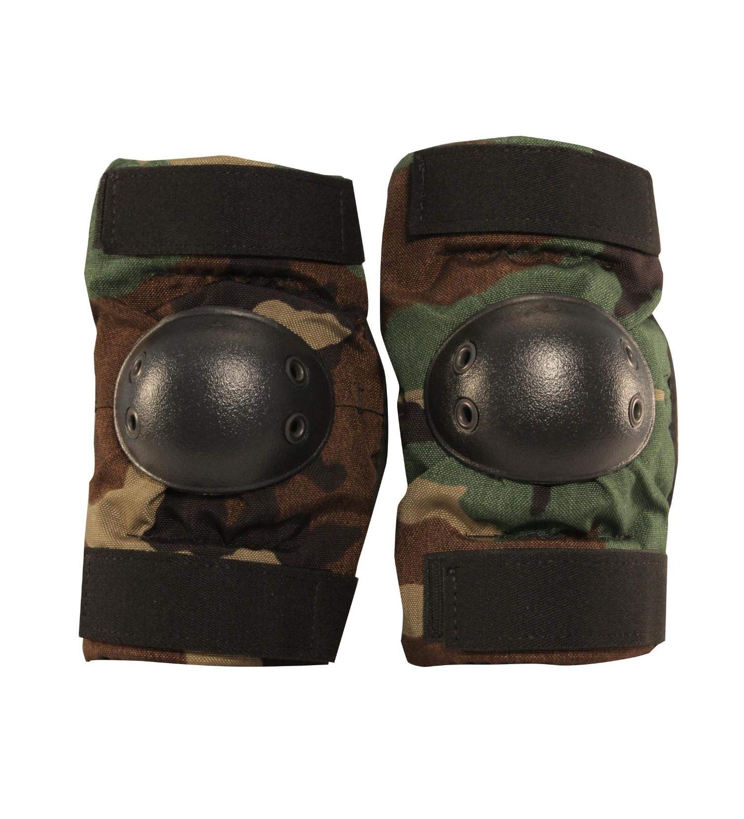 GI US Army Elbow Pads, Military Outdoor Gear, 1000 Nylon, Made in USA, Woodland Camo, Small