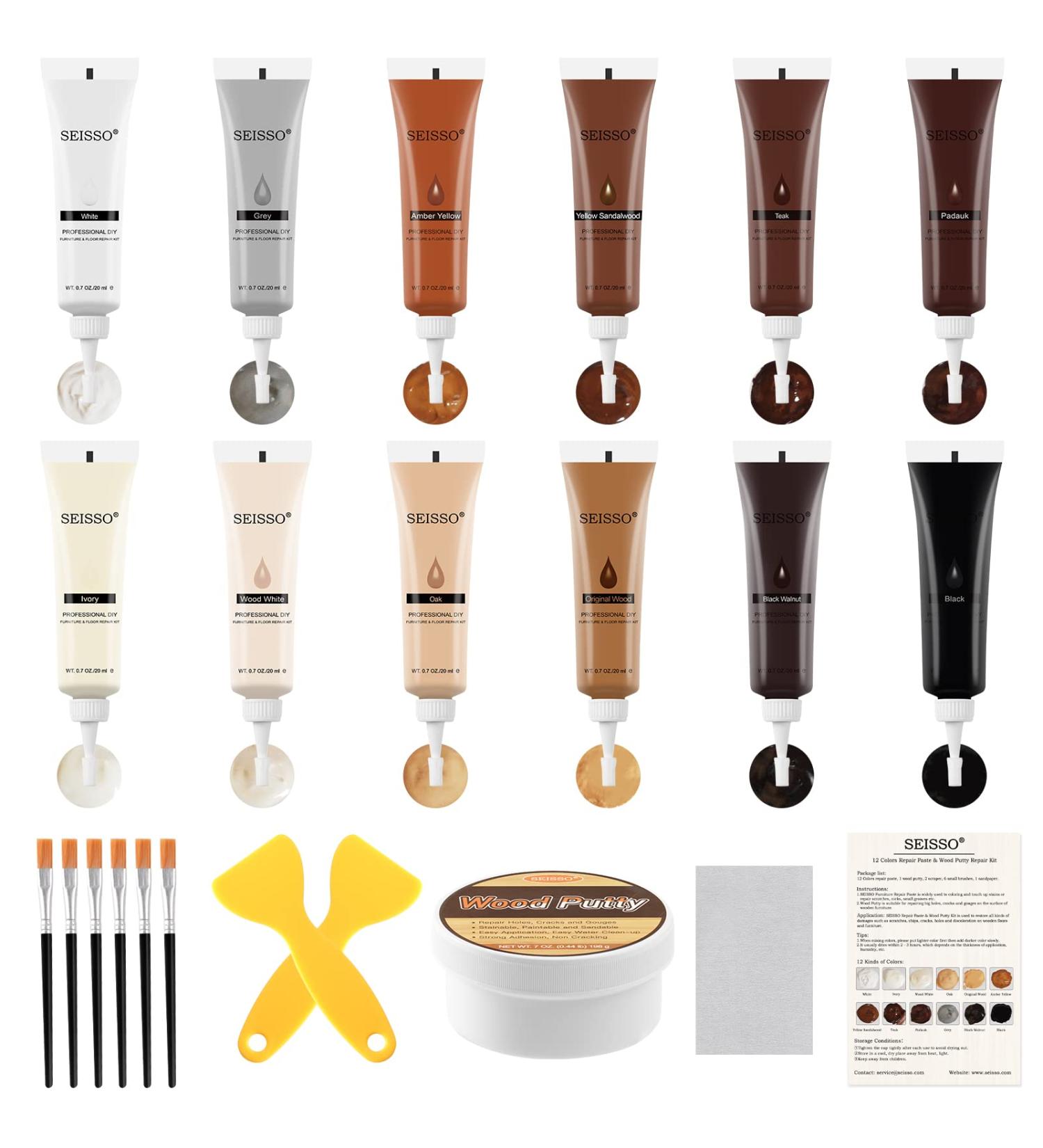 SEISSO Wood Furniture Repair Kit 12+1 Colors for Holes Scratches & Cracks in Hardwood Floors & Cabinets International Shipping Available - Buy Online on GoSupps.com