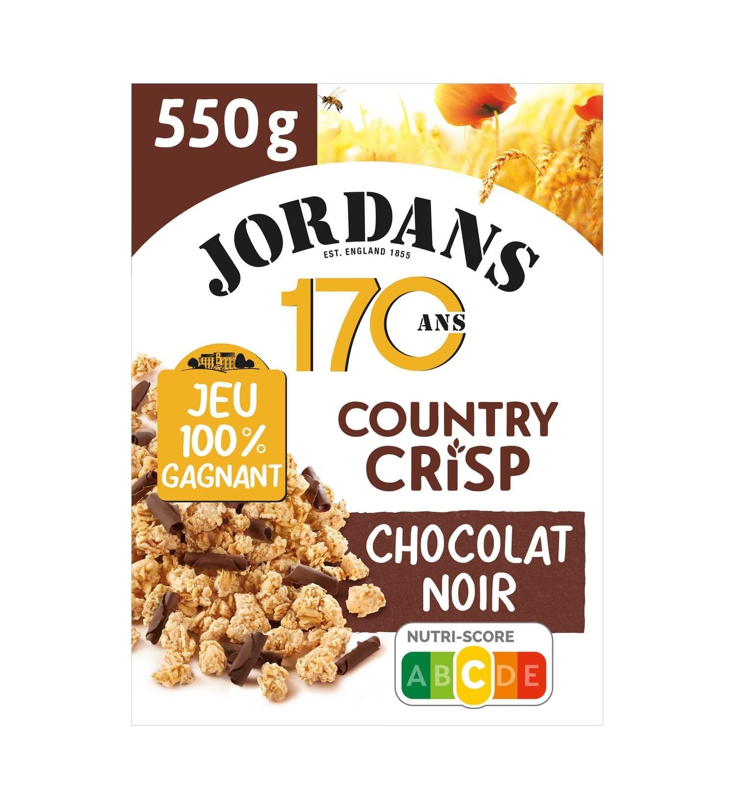 JORDANS C r ales Croquantes au Chocolat Noir Petit-D jeuner Gourmand et Riche en Saveurs (Bo te 550g) - Le Lot De 4