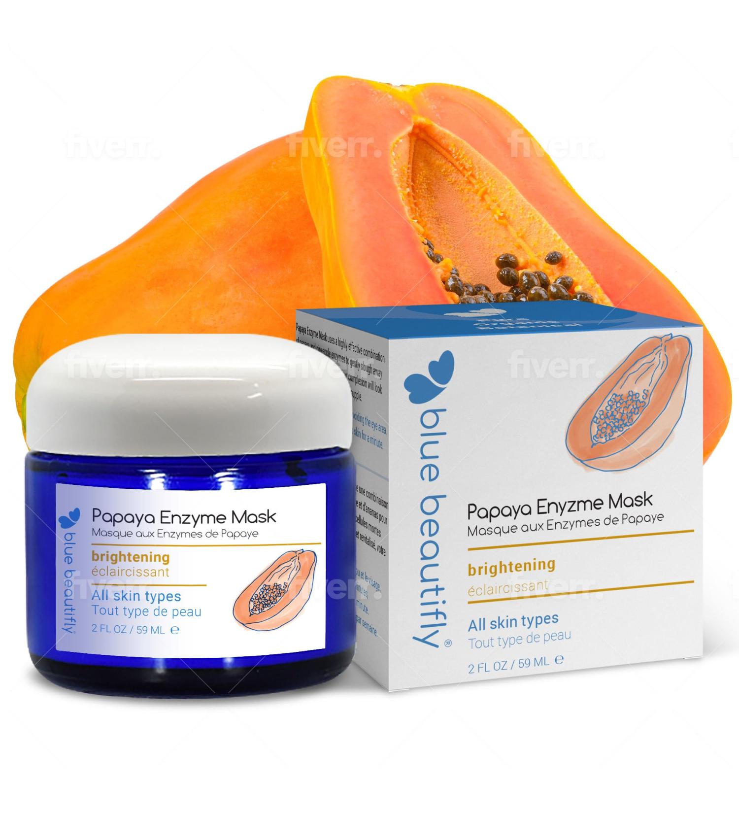 Blue Beautifly Papaya Enzyme Mask - Plant-Based No Artificial Colors Clarifies Skin & Restores Elasticity | 2 fl oz - Buy Online on GoSupps.com
