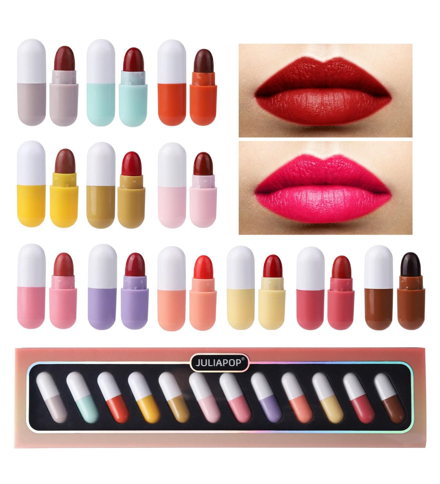 Homeit Lipstick Set for Girls - Waterproof & Portable Mini Lipsticks (12 Colors) in Cute Capsule Form | Matte Finish - Buy Online on GoSupps.com