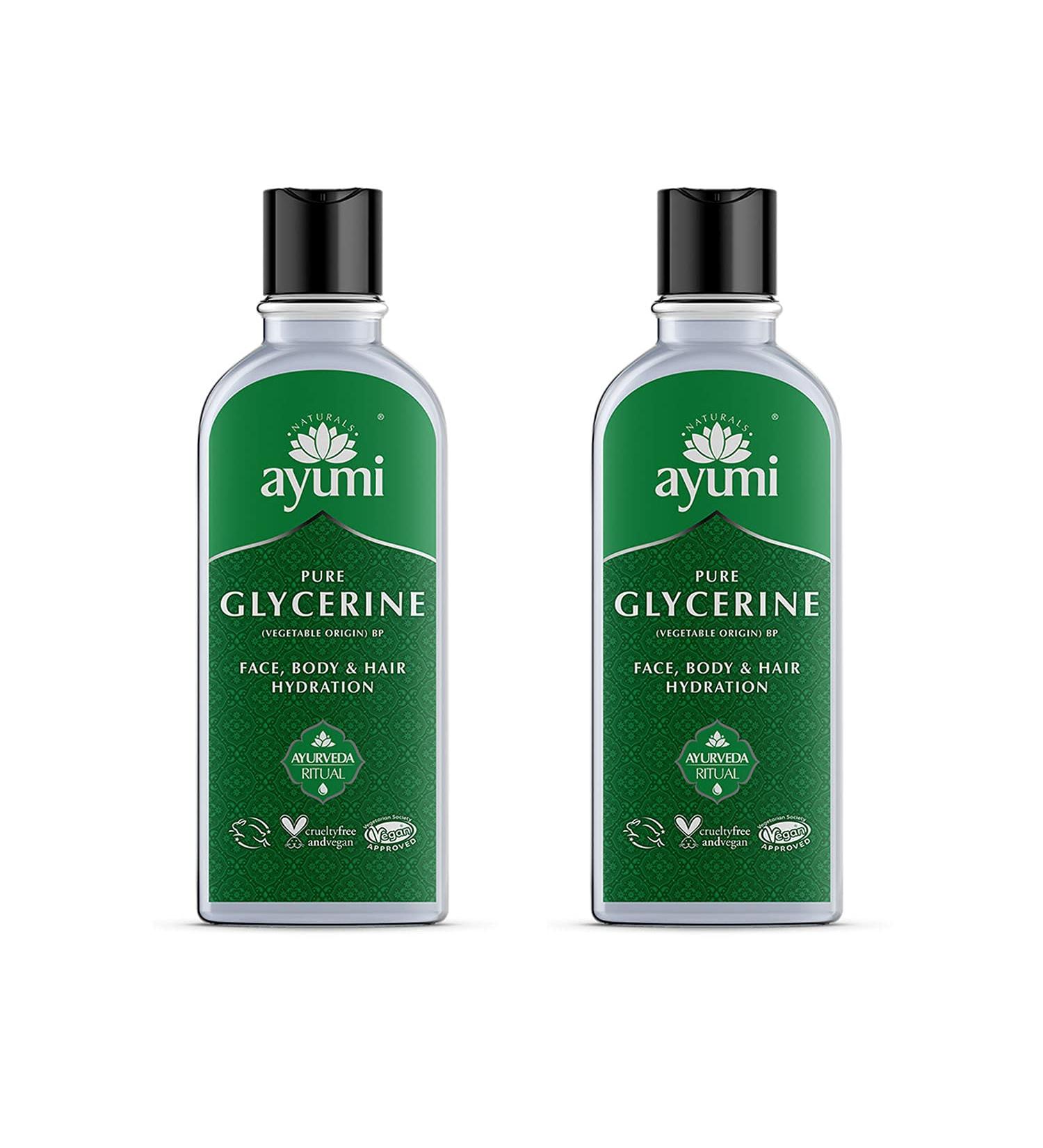 Ayumi Pure Glycerine for Face Body & Hair - 2 x 150ml | Ultra Hydration for Dry Skin - International Shipping Available - Buy Online on GoSupps.com