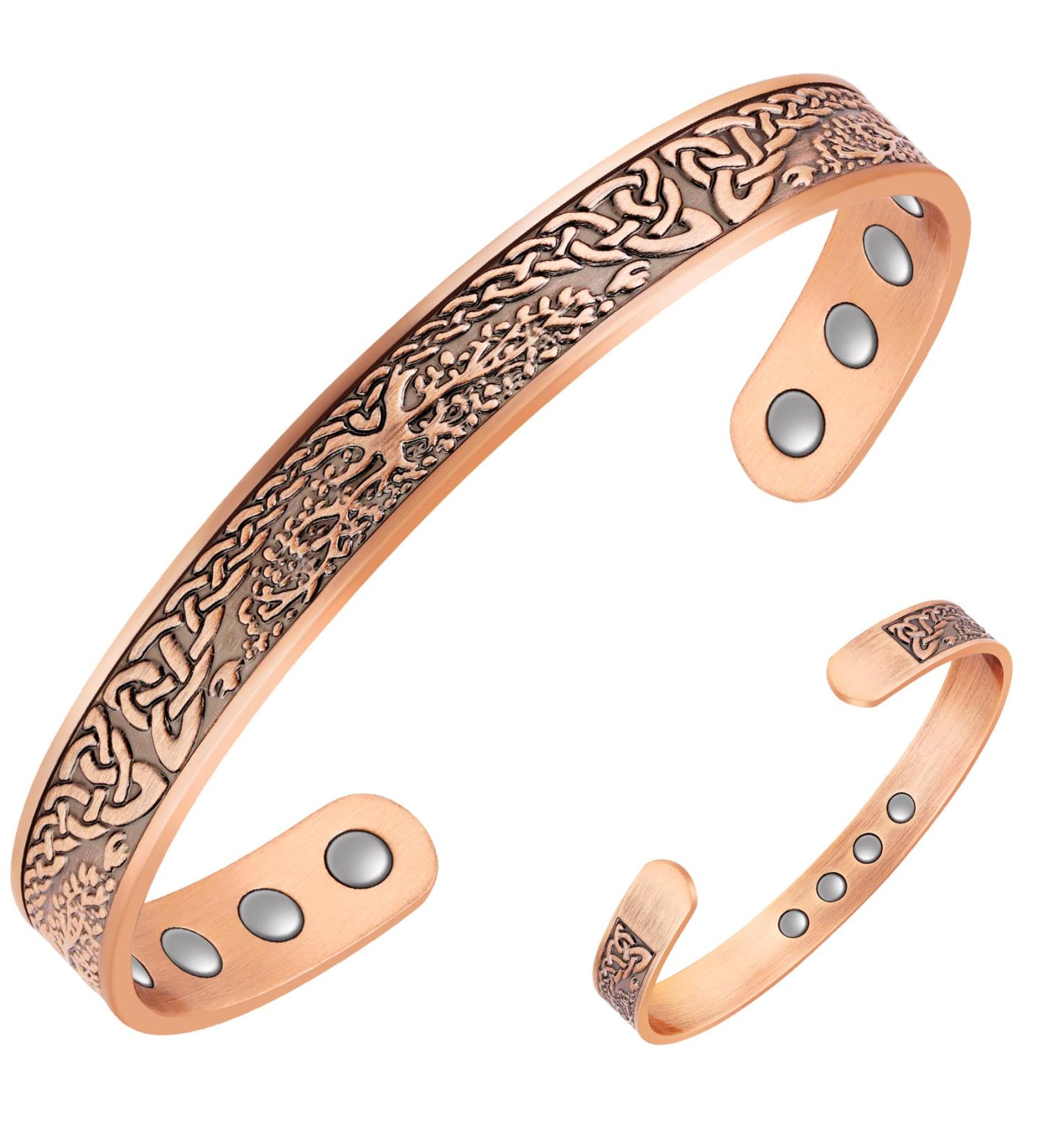 Jeracol Copper Magnetic Tree of Life Bracelet | Adjustable 100% Solid Copper Cuff Bangle with 12 Magnets | Men Women's Brazaletes | Gift Box Included - Buy Online on GoSupps.com