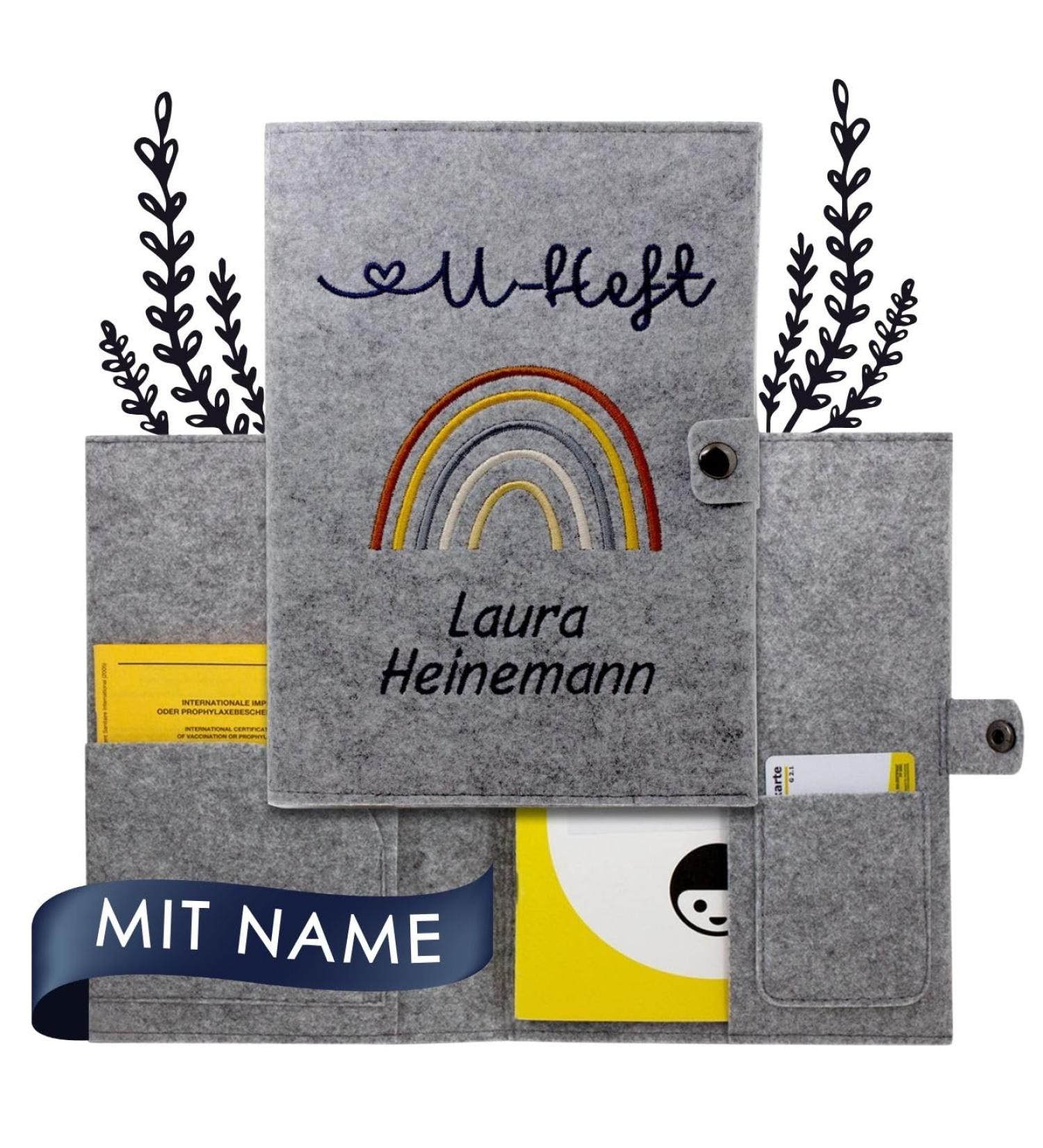 Cozy Racoon U-Magic Personalized Vaccination Passport Cover Set | High-Quality Felt Case for Child s Examination Book Vaccination Pass & Insurance Card | Rainbow Design - Buy Online on GoSupps.com