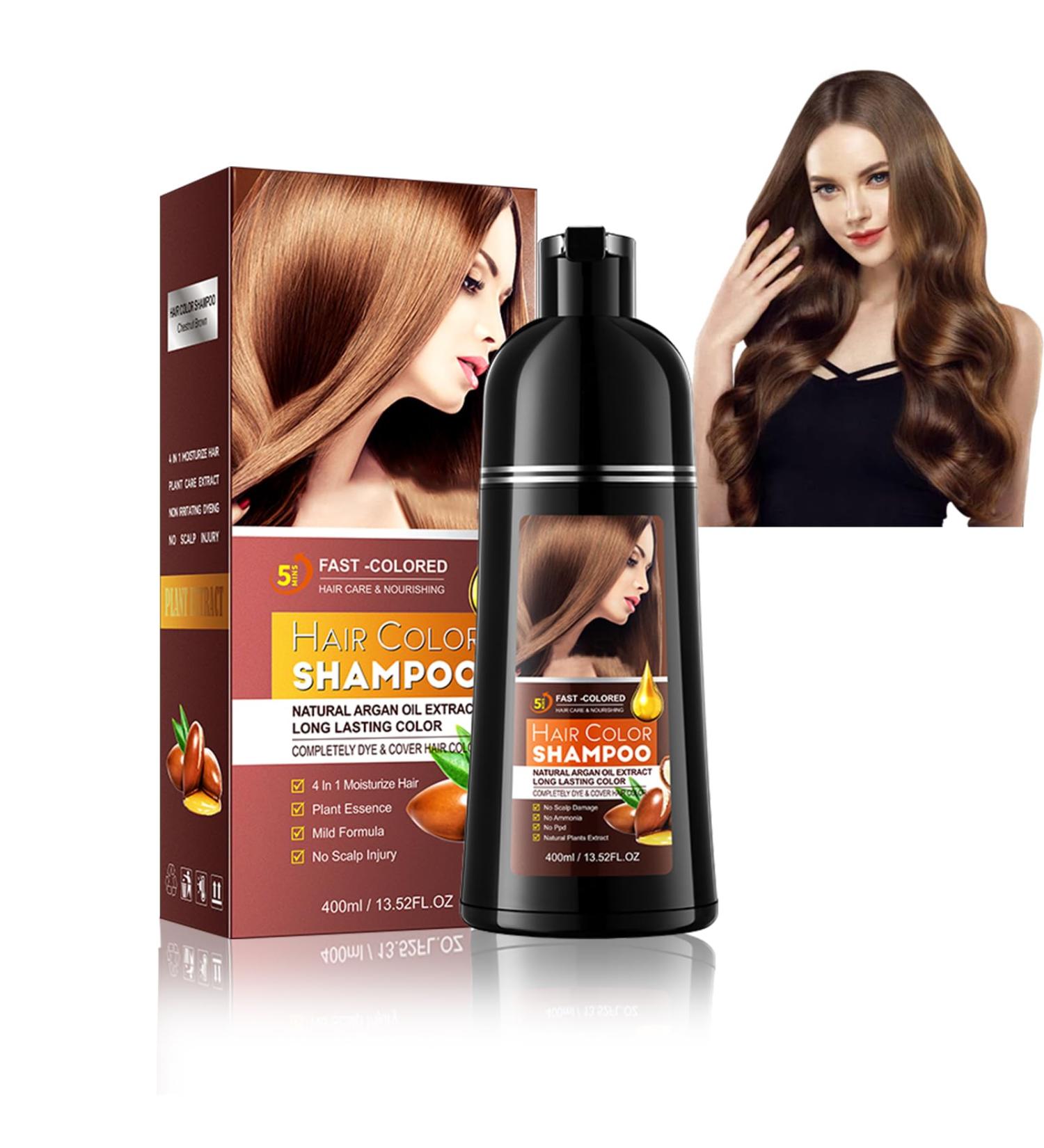 HOUSN Hair Dye Shampoo color shampoo brown dark brown hair dye shampoos 3in1 natural hair color against gray hair and beard fast action and caring effect direct hair coloring shampoo 400 - Buy Online on GoSupps.com