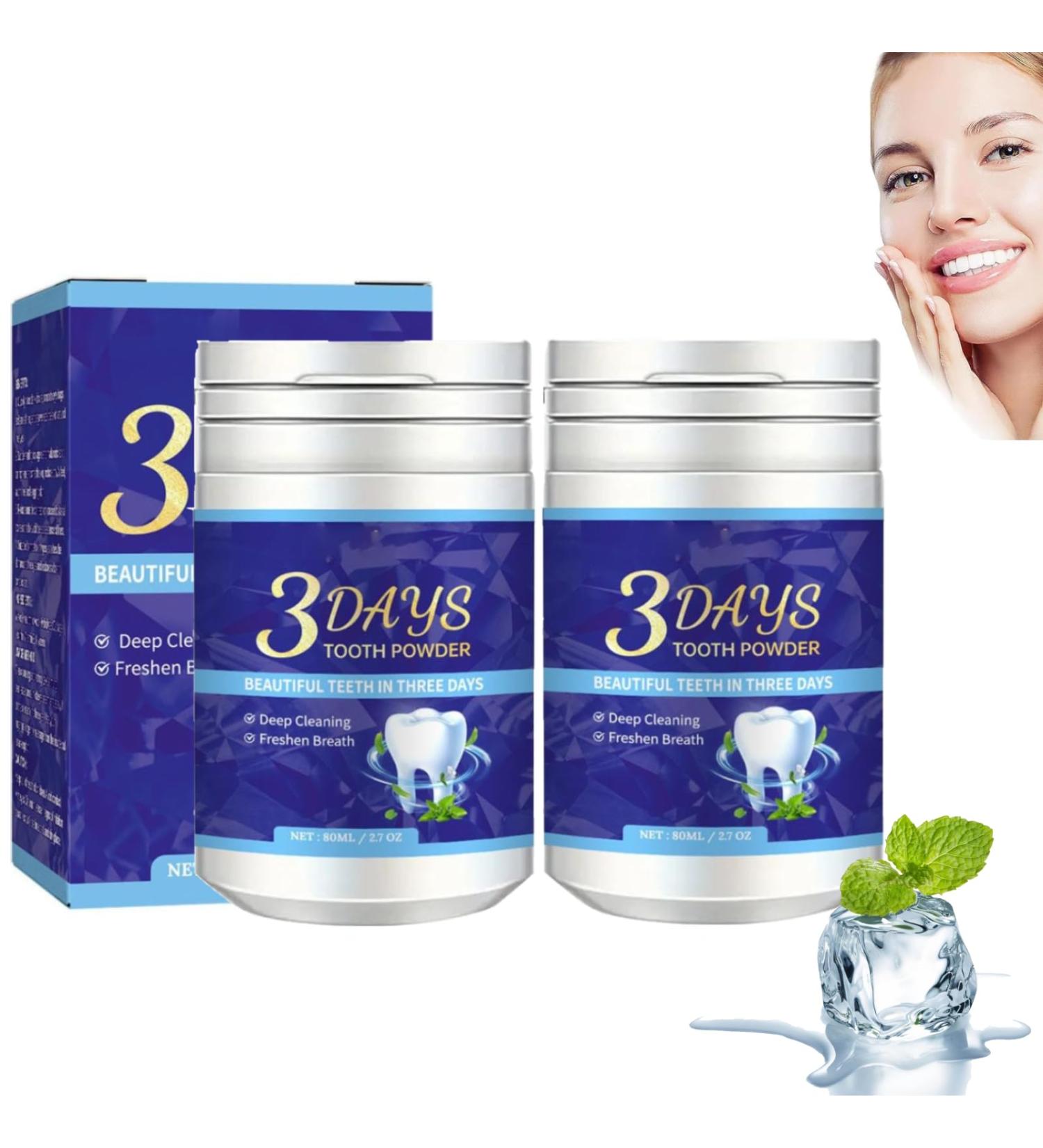 3 Days Tooth Powder - Effective Teeth Whitening & Stain Remover (2PC) for Bright Polished Teeth - Coffee Stain Eliminator - Buy Online on GoSupps.com