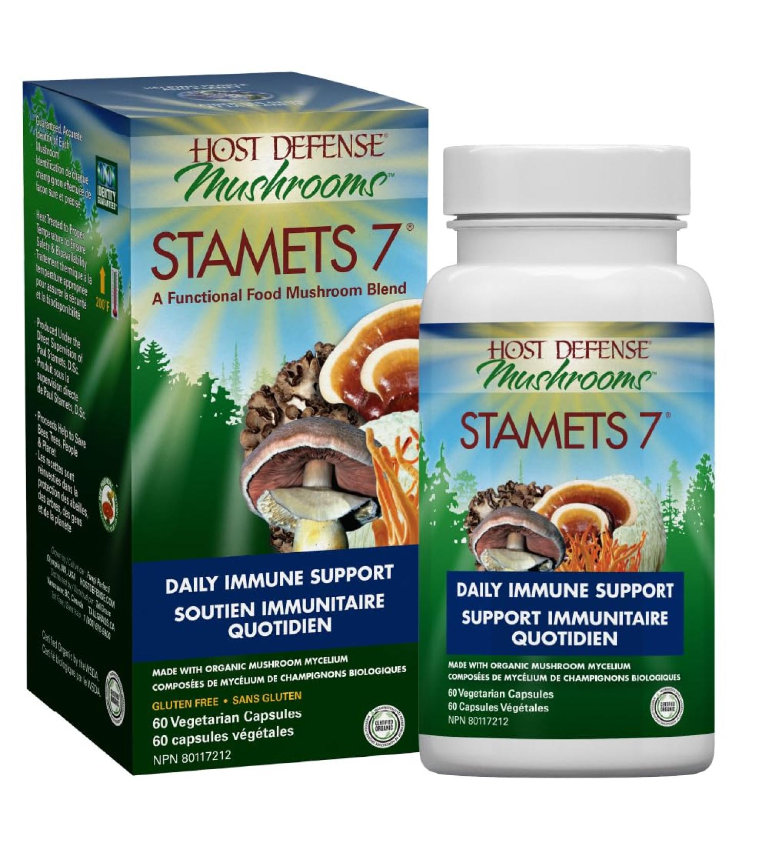 Host Defense Stamets 7 Mushroom Capsules Daily Immune Support & Energy with Organic Mycelium Blend Immune Support Blend with Lion's Mane Chaga Cordyceps Reishi Maitake Mushroom Turkey Tail Mushrooms Supplement Certified Organic Vegetarian Capsules Stamets - Buy Online on GoSupps.com