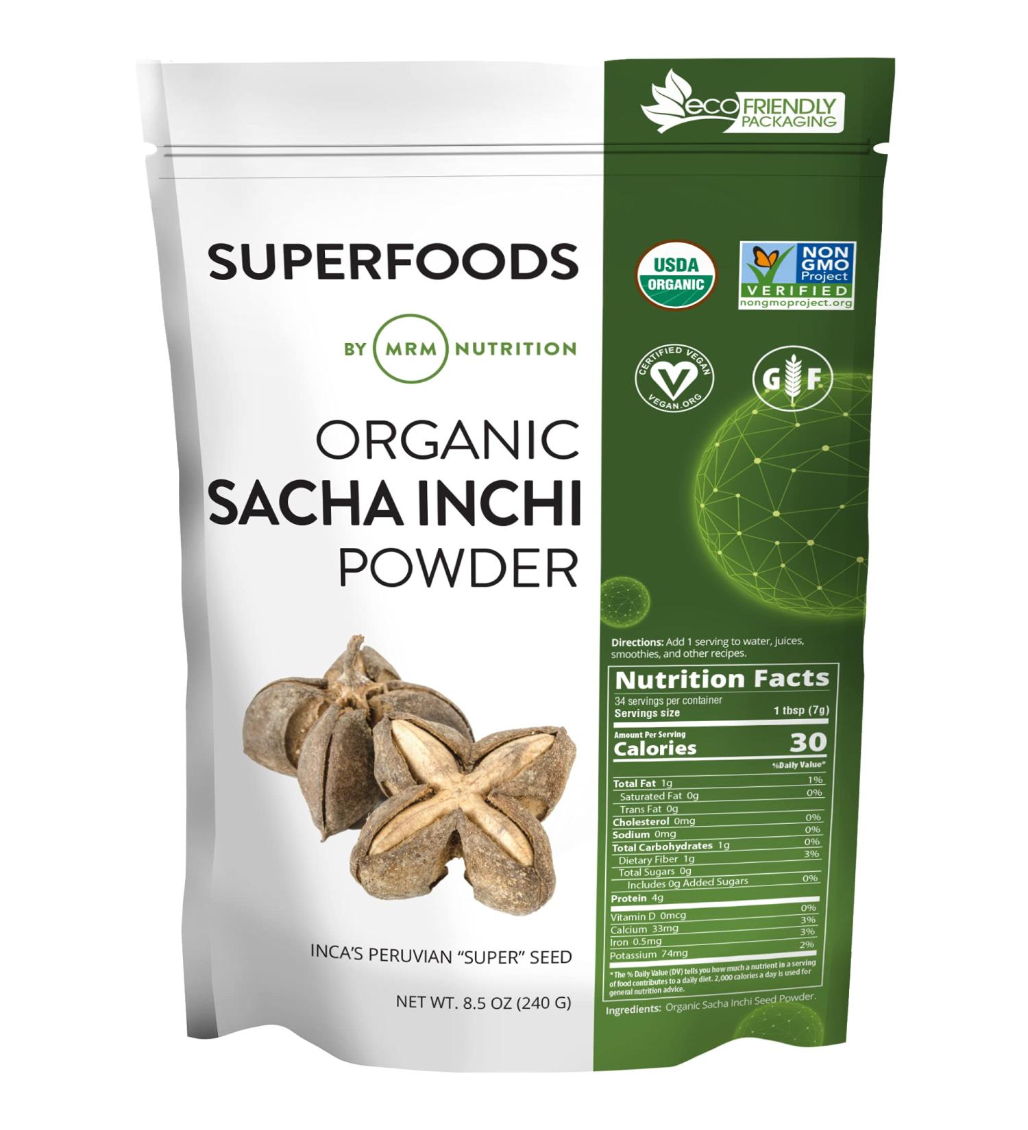 MRM Raw Organic Sacha Inchi Powder 8.5 oz (240 g)