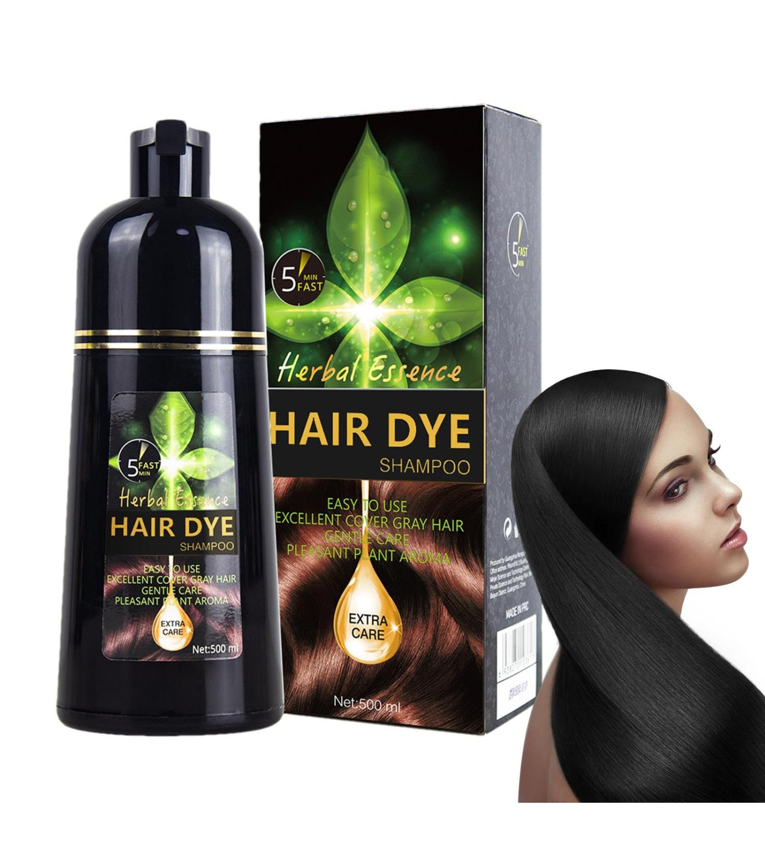 3 in 1 Hair Dye Shampoo Natural Plant Ingredients Black Hair Dye Shampoo Instant Hair Color Shampoo for Women and Men 500ml - Buy Online on GoSupps.com