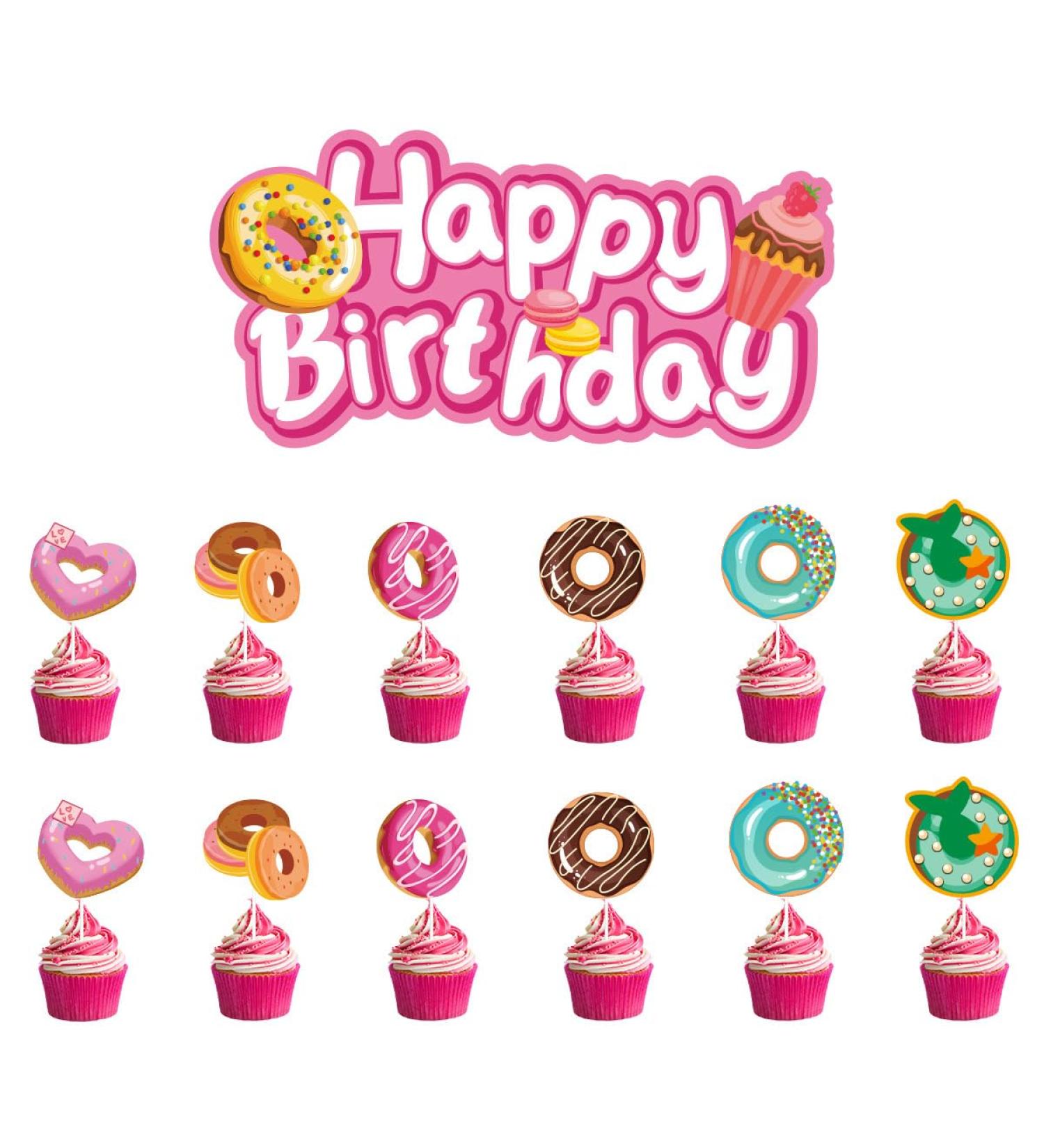 Gallasy 13pcs Donuts Cake Topper Doughnut Cupcake Topper for Donut Decorations Baby Sprinkle Decorations Kids Birthday Donut Themed Party Supplies - Buy Online on GoSupps.com