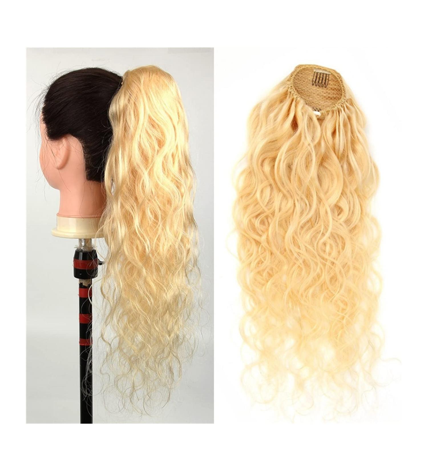 Hair Chignon 10-24 Inches Long Curly Wavy Ponytail Hair Extensions with Drawstring Hair Slices Ponytail Women Blonde Wig Hair Bun Messy Bun Hair Piece (Color : DrawString Size : 16inch(40cm)) - Buy Online on GoSupps.com