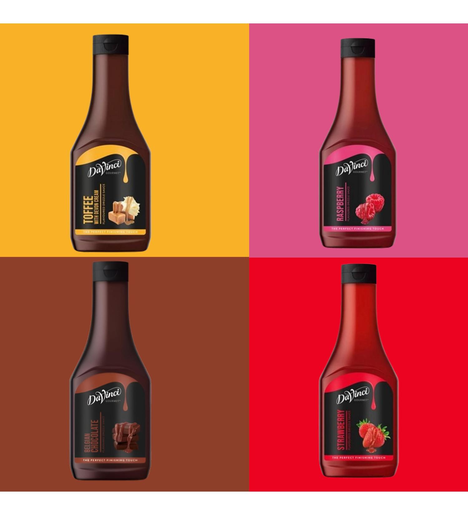 DaVinci Topping Sauces Pick N Mix - Choose From 4 Flavours |Raspberry Dessert Toffee with Devon Cream Gourmet Belgian Chocolate Gourmet Strawberry - Pack of 2 x 500g 500 g (Pack of 2) - Buy Online on GoSupps.com