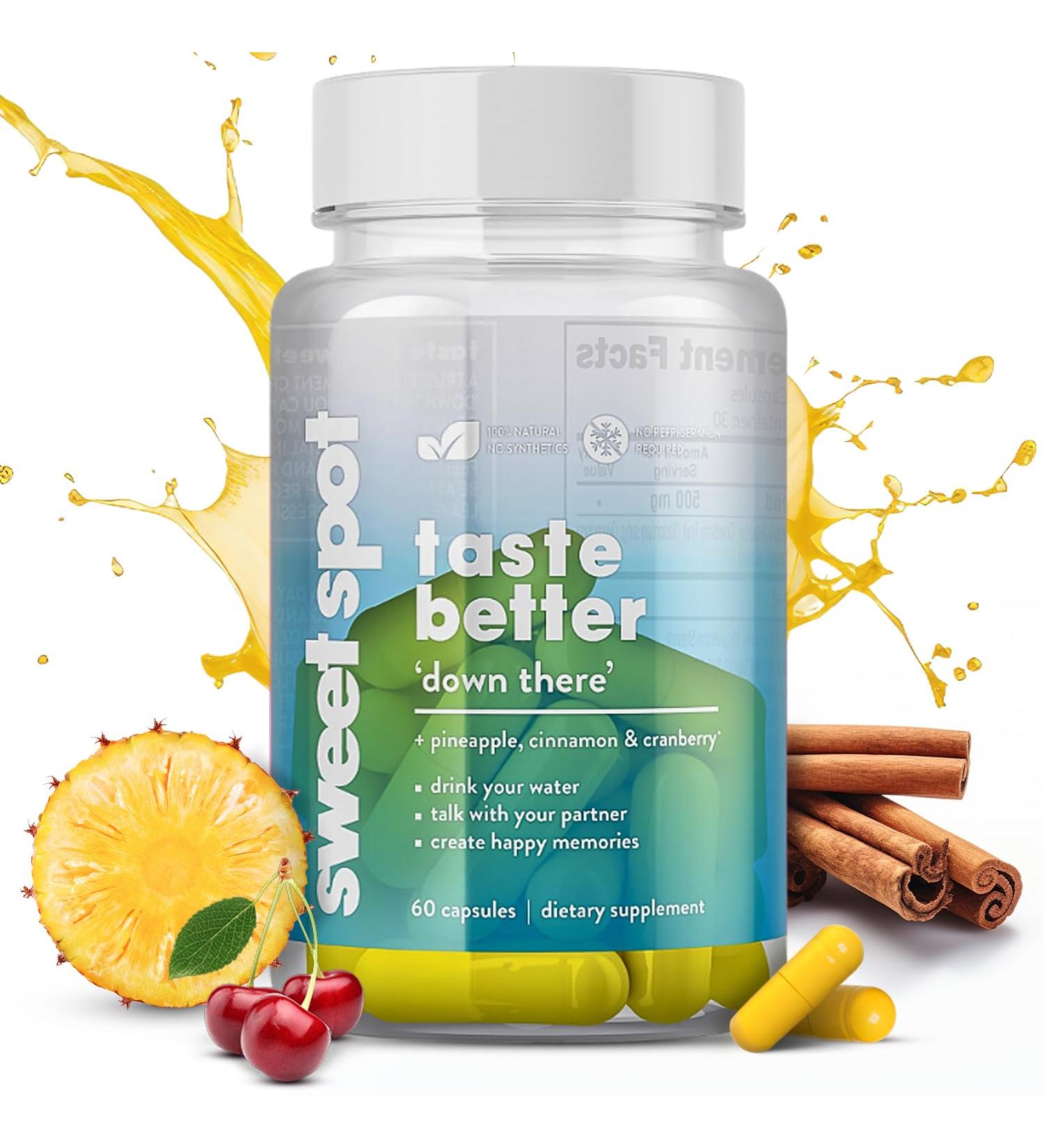 Pineapple Probiotics for Men 625mg Sweet Spot Formula with Pineapple Extract Cranberry & Cinnamon Supports pH Balance & Freshens Taste 60 Capsules Made in The USA - Buy Online on GoSupps.com