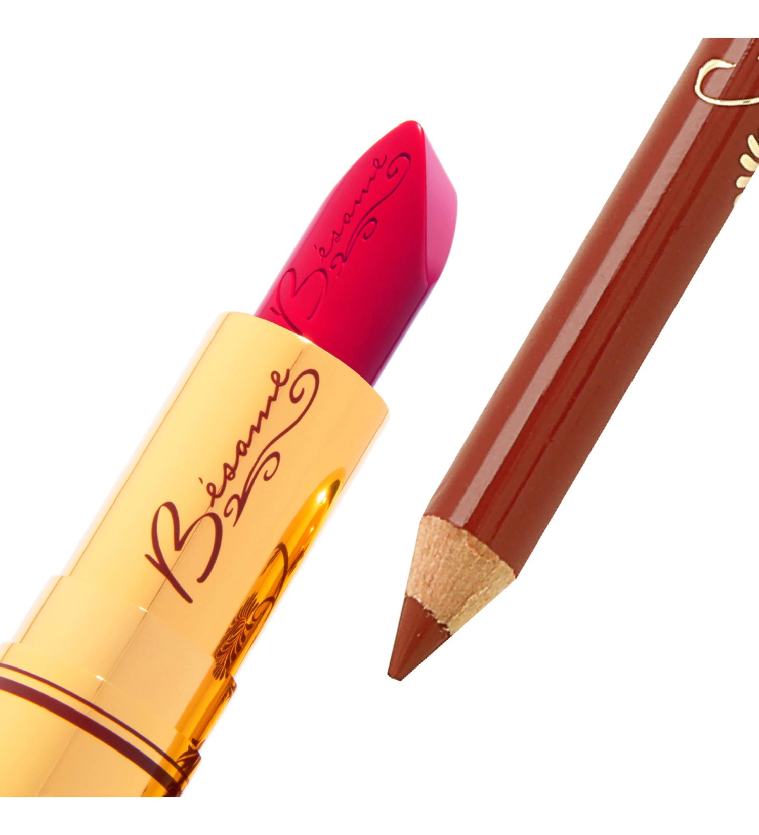 BESAME COSMETICS Victory Red Lipstick + Masterliner Universal Red Lip Pencil Set - Vintage Coquette Makeup for Women - Buy Online on GoSupps.com
