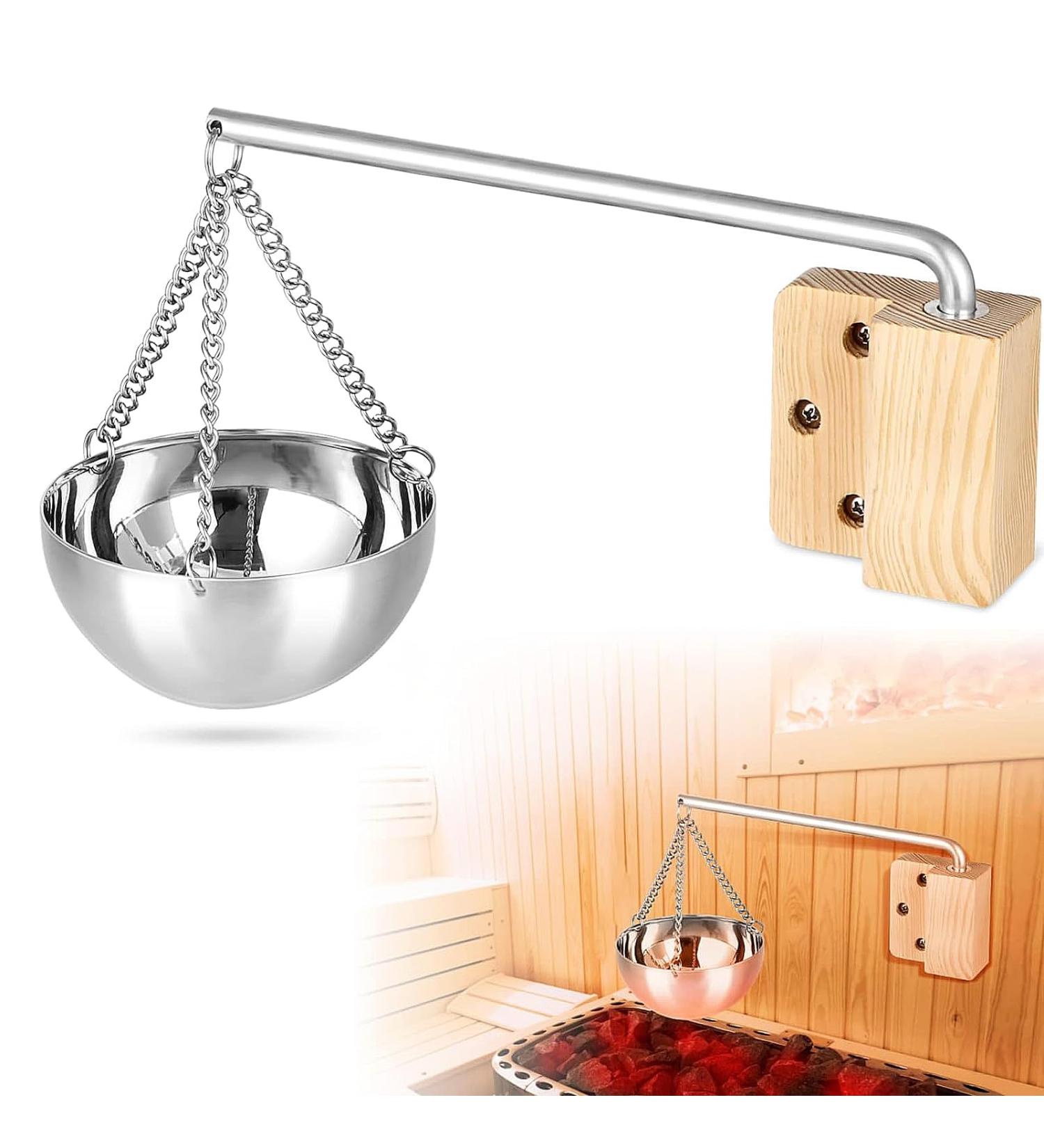 Wooluck Aroma Bowl Sauna - 350ml Stainless Steel Aroma Bowl with Accessories for Spa & Sauna | Perfect Oil Bowl for Sauna Room - Buy Online on GoSupps.com