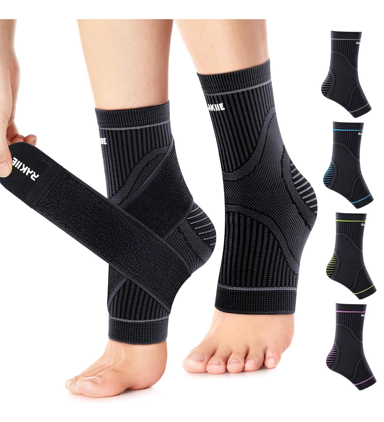 Premium Ankle Brace for Sprained Ankle - High Elasticity Support Socks for Plantar Fasciitis & Achilles Tendonitis Relief - Unisex Black M - Buy Online on GoSupps.com