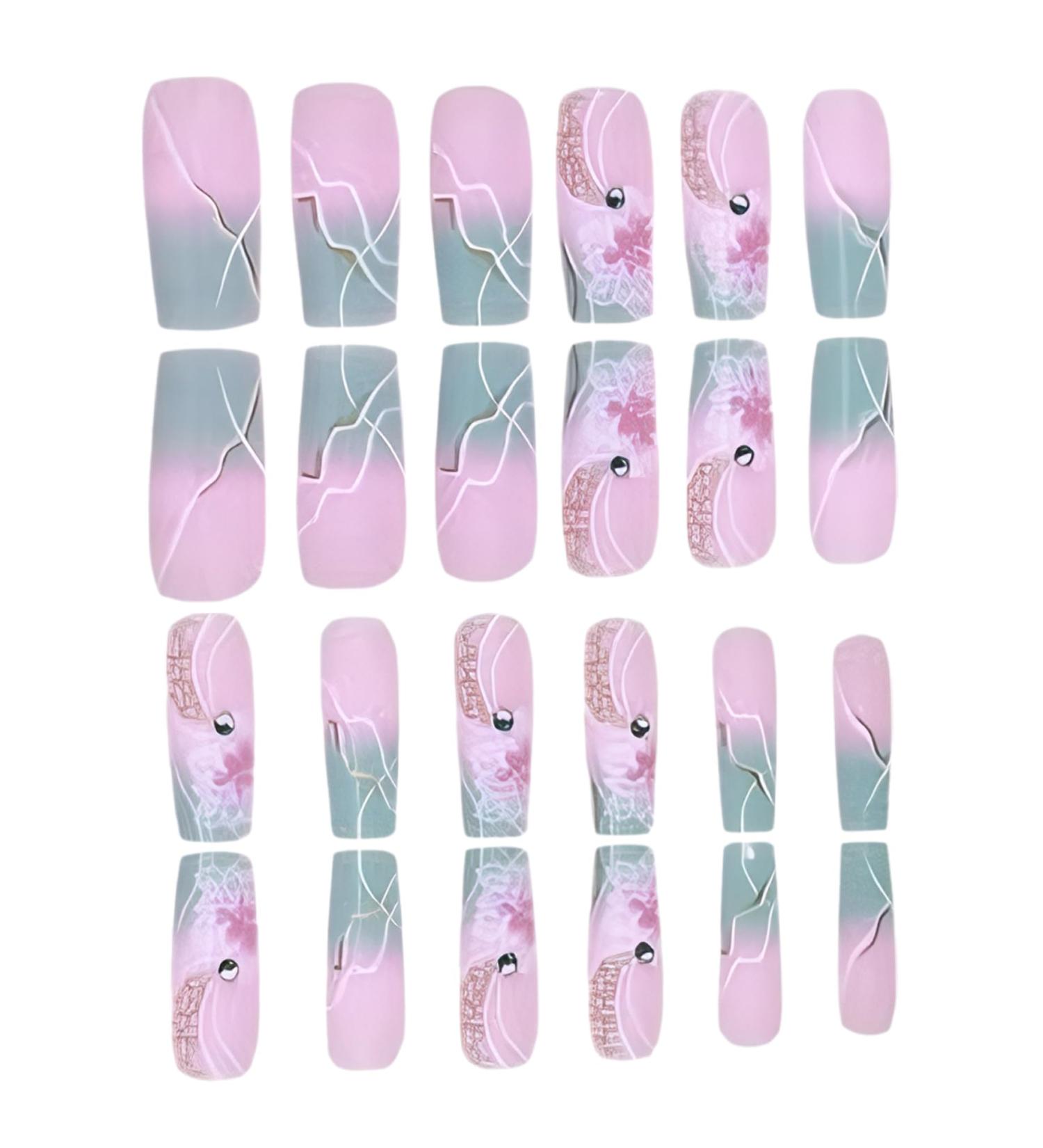1 Set Acrylic Press On Nails Square Fake Nails with Glue Cute Press On Nails Gradient Flower Fake Nails with Designs Full Cover Medium Coffin Press On Nails for Women Girls Acrylic Press On Nails - Buy Online on GoSupps.com