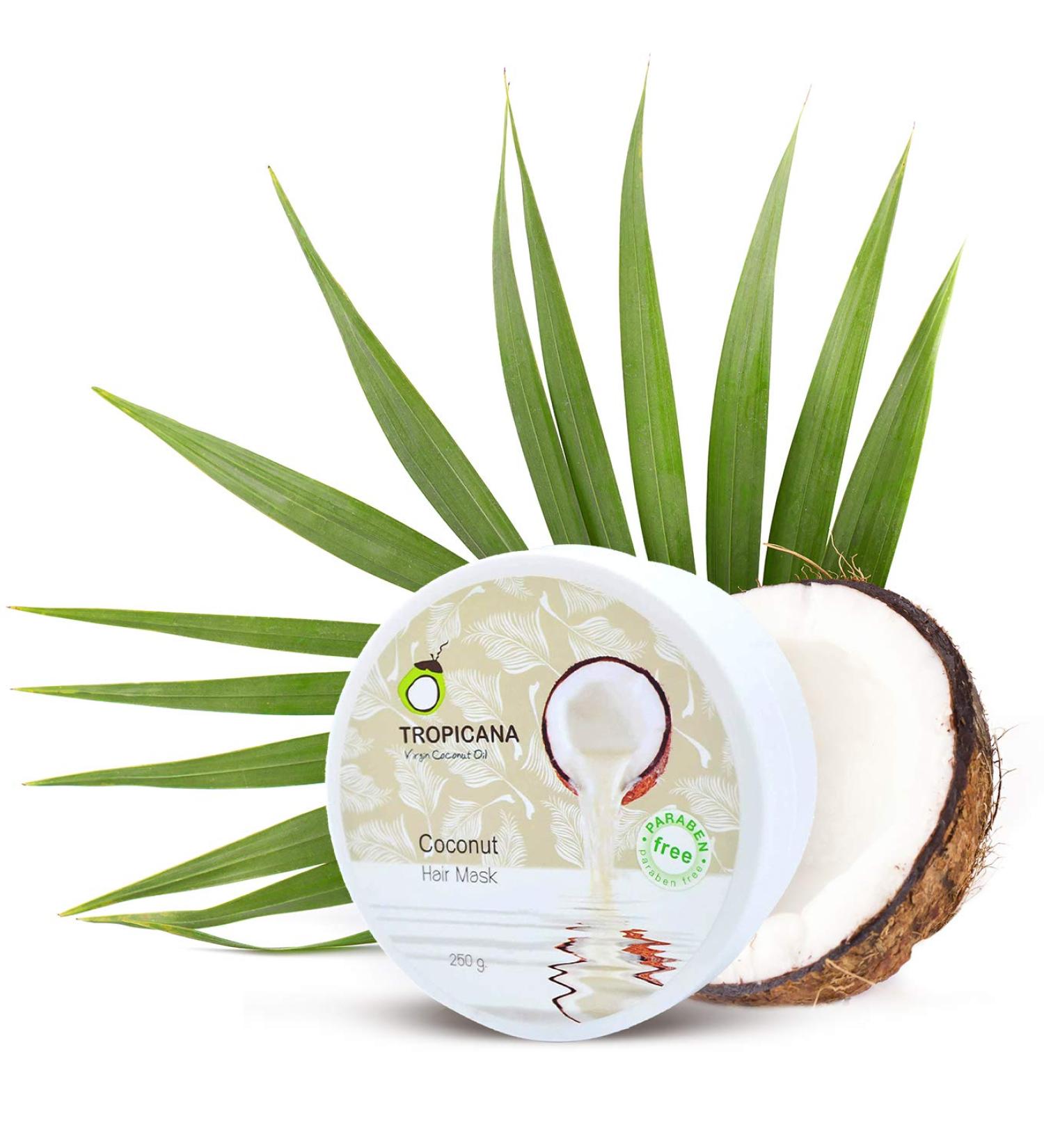 Tropicana Natural Coconut Hair Mask 250g | Multi-Nutrients and Vitamins | Organic Coconut Oil Argan Oil Litsea Glutinosa Extract | Repair Damaged Hair and Fight Dandruff | Natural Cosmetics - Buy Online on GoSupps.com