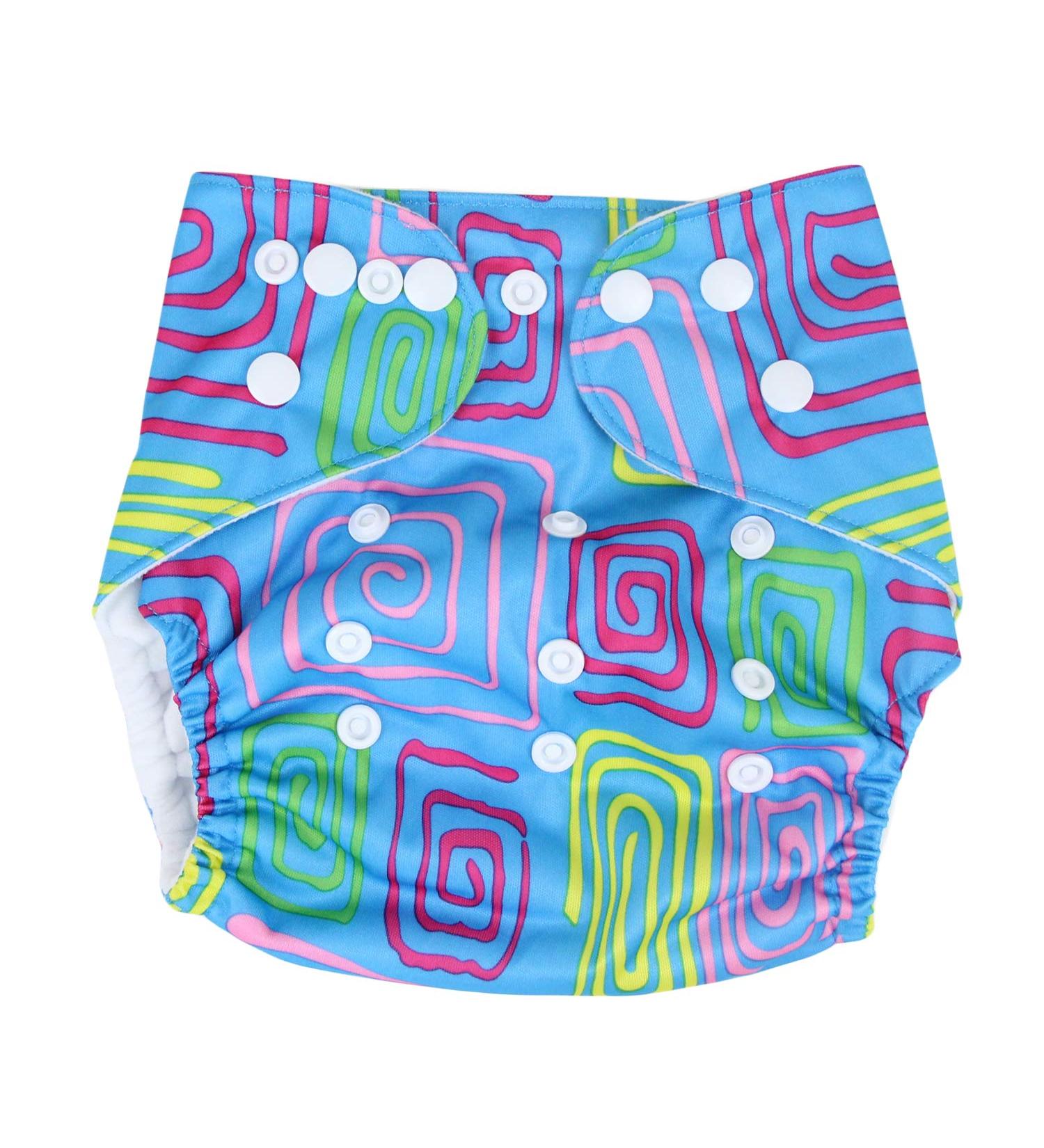 Organic Cloth Diaper Set - Bebefeliz Complete Set with 2 Inserts | Washable Skin-Friendly Pocket Diapers (Spirals) - International Shipping Available - Buy Online on GoSupps.com