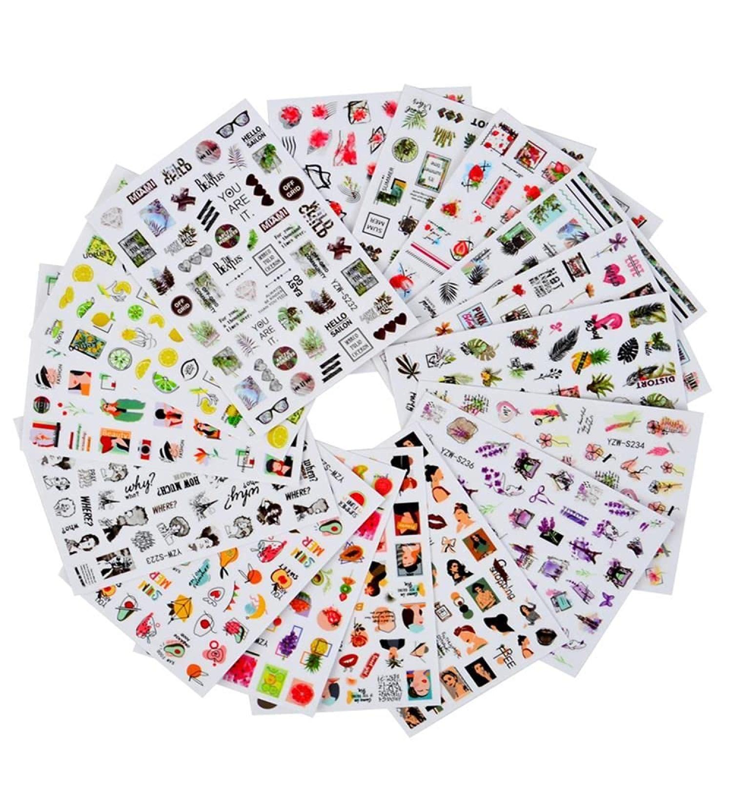 8 Sheets Lemon Banana Leaf Orange Manicure Decor Nail Stickers Adhesive Decals Summer Fruit - Buy Online on GoSupps.com