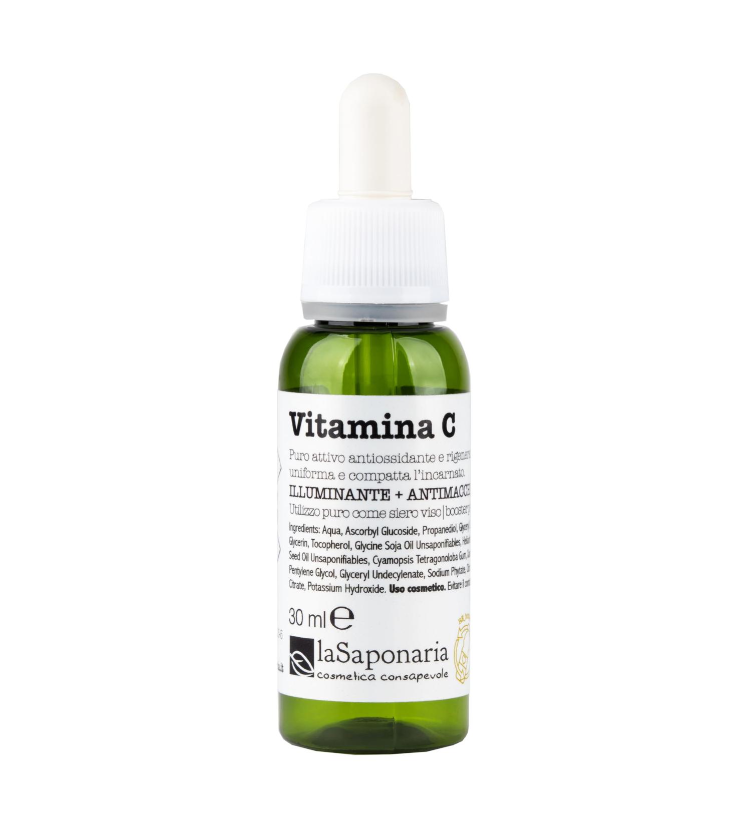 La Saponaria Vitamin C Face Serum - Brightening Hydrating Antioxidant Cream for All Skin Types - Natural Vegan Organic 30ml - Buy Online on GoSupps.com