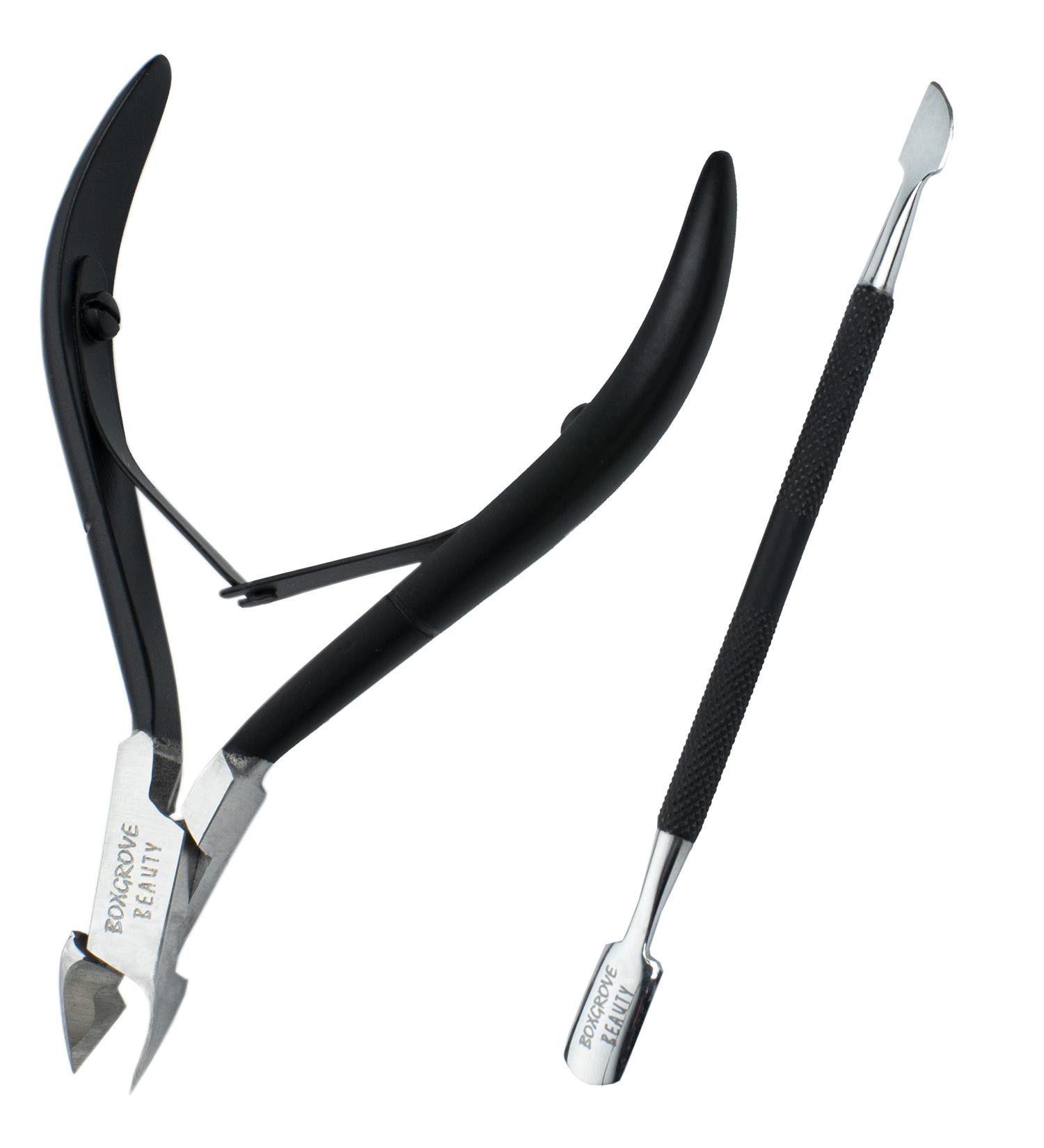 BOXGROVE BEAUTY Black Professional Stainless Steel Cuticle Cutter Trimmer Nail Nipper with Double Spring Perfect Nail Care Tool for Manicure & Pedicure at Home/Spa/Beauty Salon - Buy Online on GoSupps.com