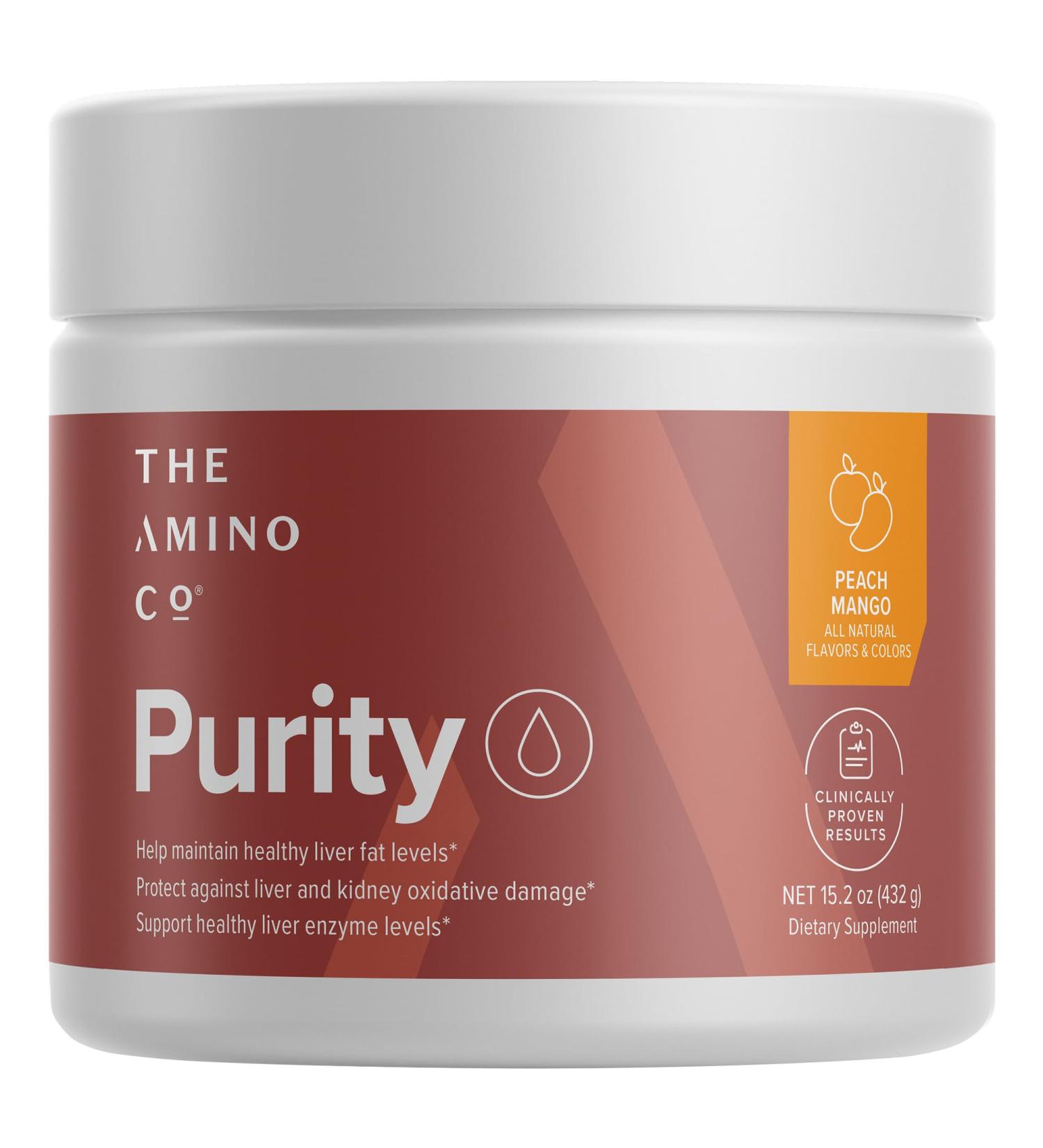 Purity Liver Support Supplement - Essential Amino Acids for Detox Cleanse & Boosted Liver Health - Peach Mango Flavor 30 Servings - Buy Online on GoSupps.com
