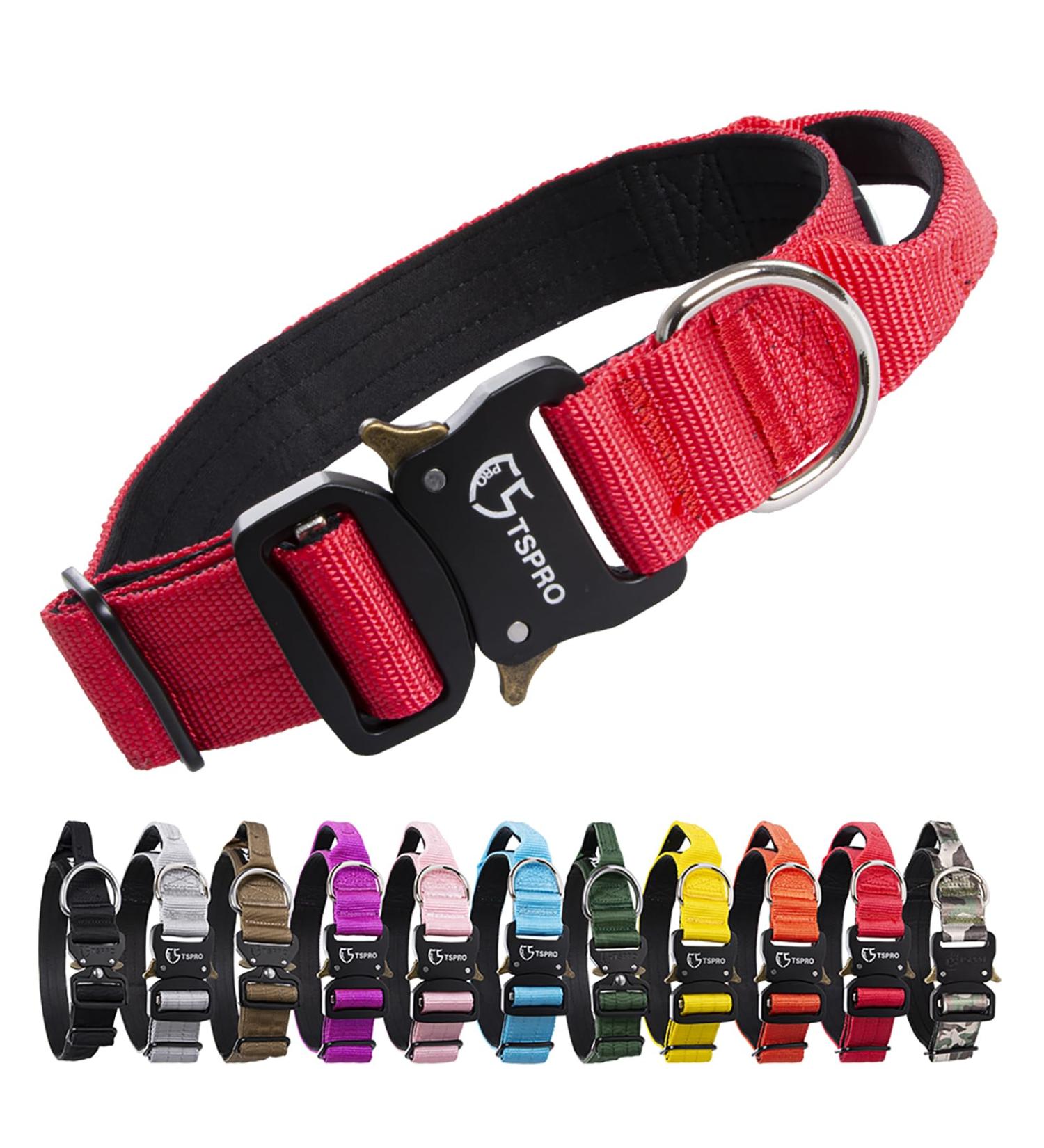 Buy Tspro Premium Dog Collar with Handle - Adjustable Heavy-Duty Collar for Small to Extra Large Dogs (Red Size M 37-46cm) - Quick Lock Metal Buckle - Buy Online on GoSupps.com