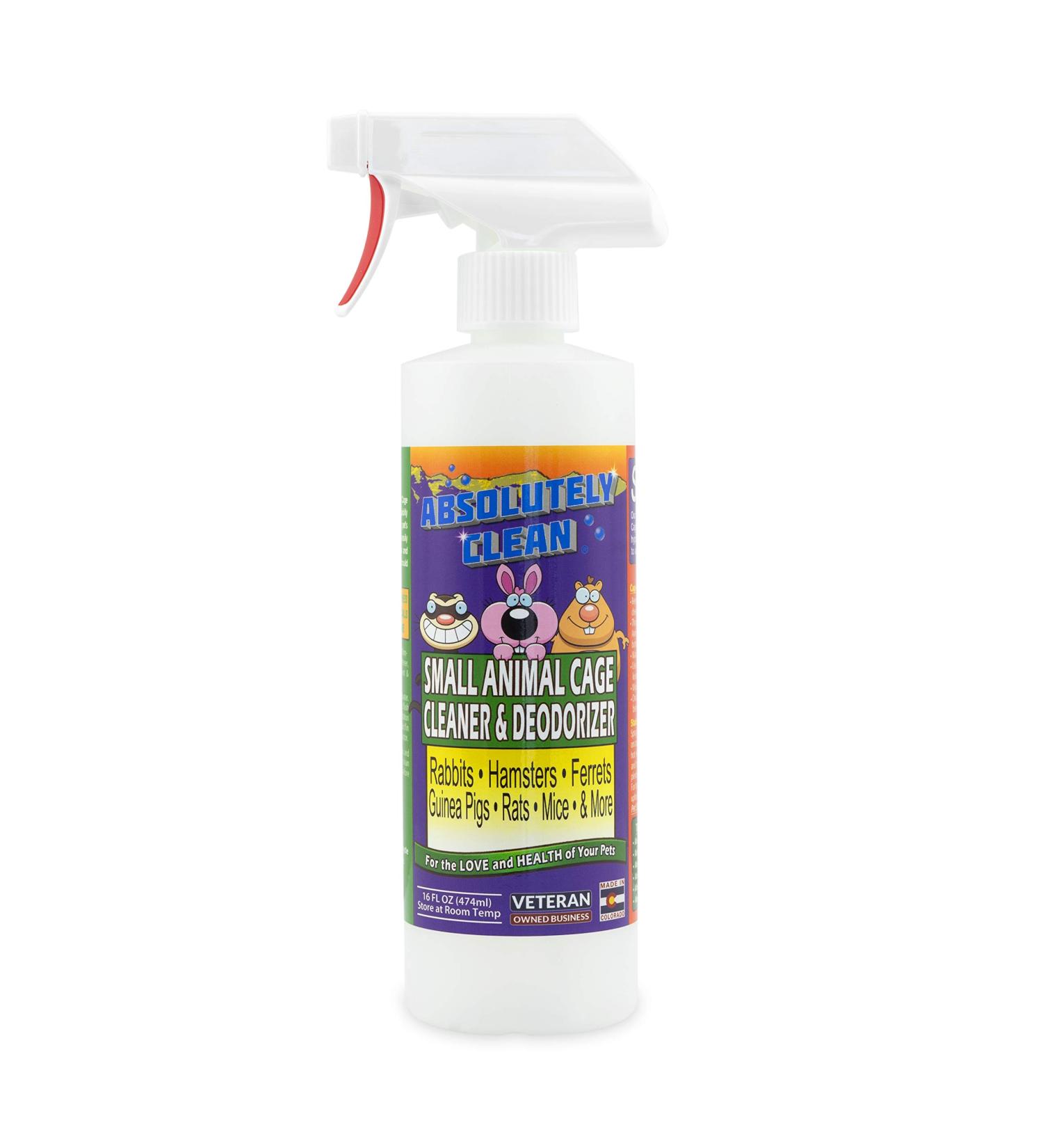 Small Animal Cage Cleaner - Easily Remove Messes & Odors - For Hamsters, Mice, Rats, Guinea Pigs, Ferrets - USA Made 16oz Spray - Buy Online on GoSupps.com