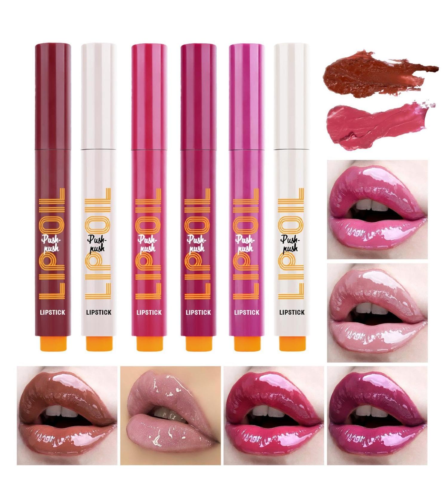 Click Lip Gloss Pen Click Lip Gloss Pen Set Moisturizing Solid Lip Gloss Lipstick Set of 6 | Plump Lipstick Lip Gloss Waterproof Lip Oil - Buy Online on GoSupps.com
