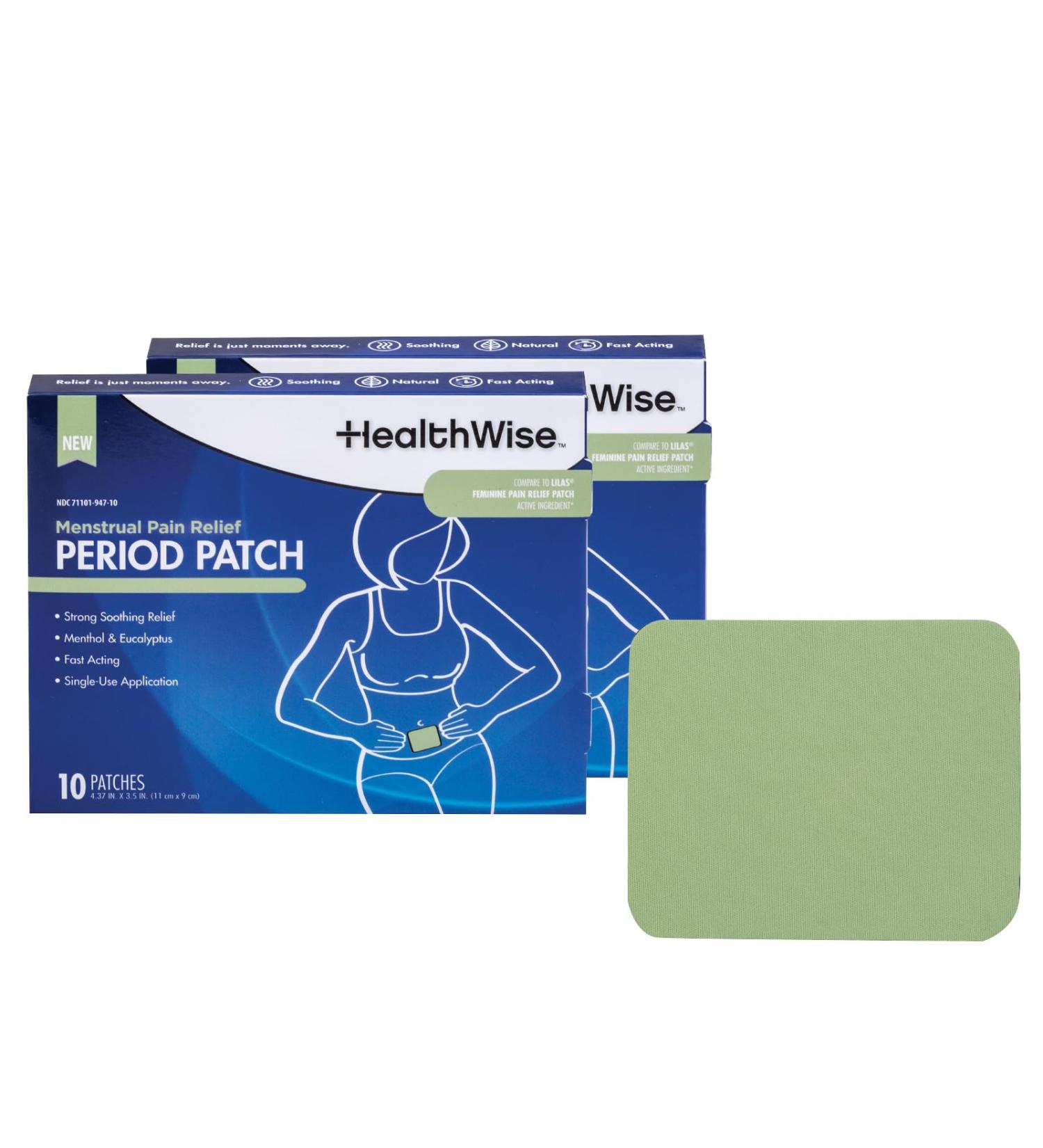 HealthWise Menstrual Pain Relief Bundle | Twenty 10% Menthol + Eucalyptus Period Patches | Generous XL Size Patch | Natural Therapeutic Care at Home - Buy Online on GoSupps.com