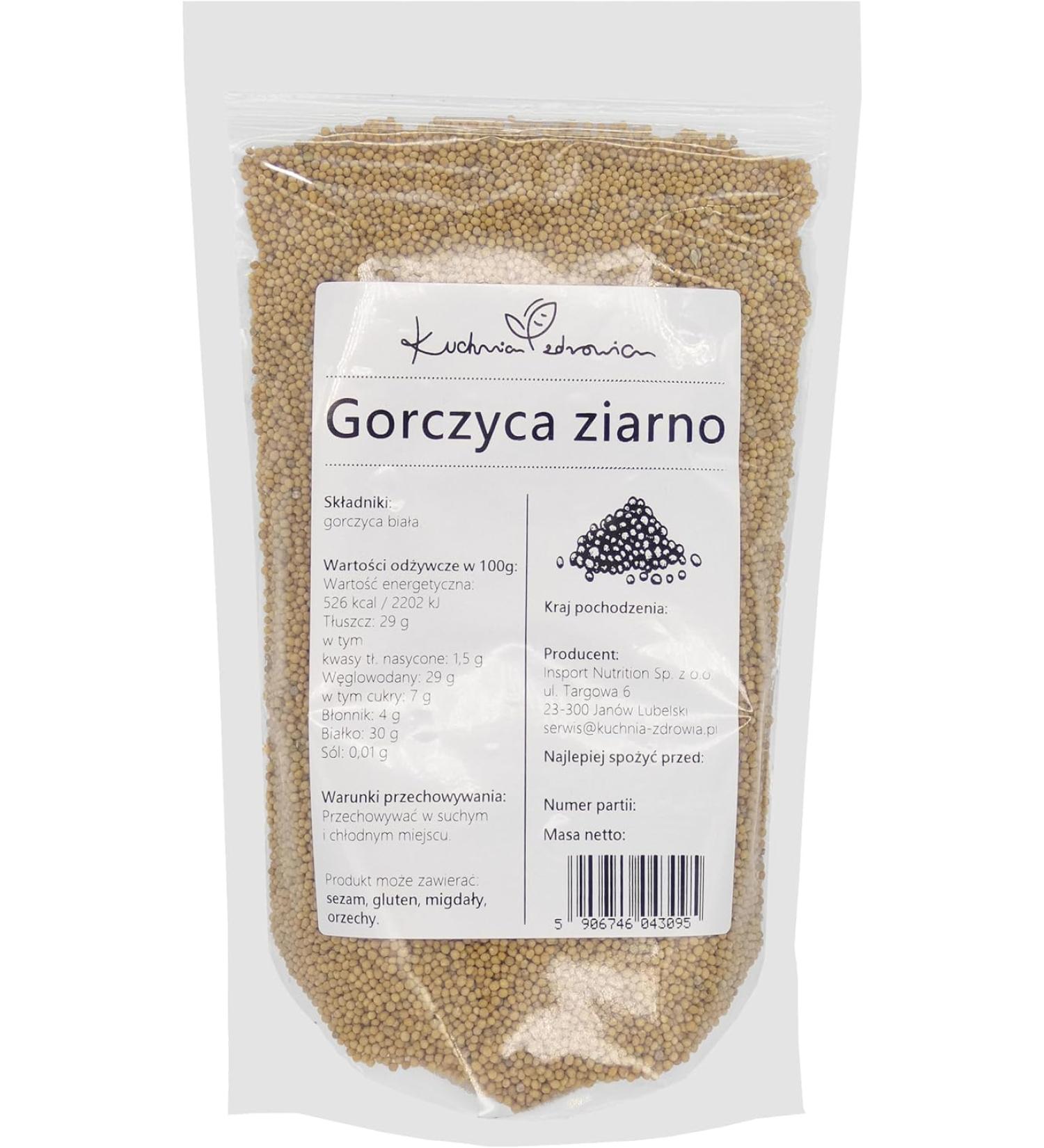 Kuchnia Zdrowia - Mustard seeds - High quality - No additives - Leak proof packaging with zipper - Doypack: (250 grams) - Buy Online on GoSupps.com