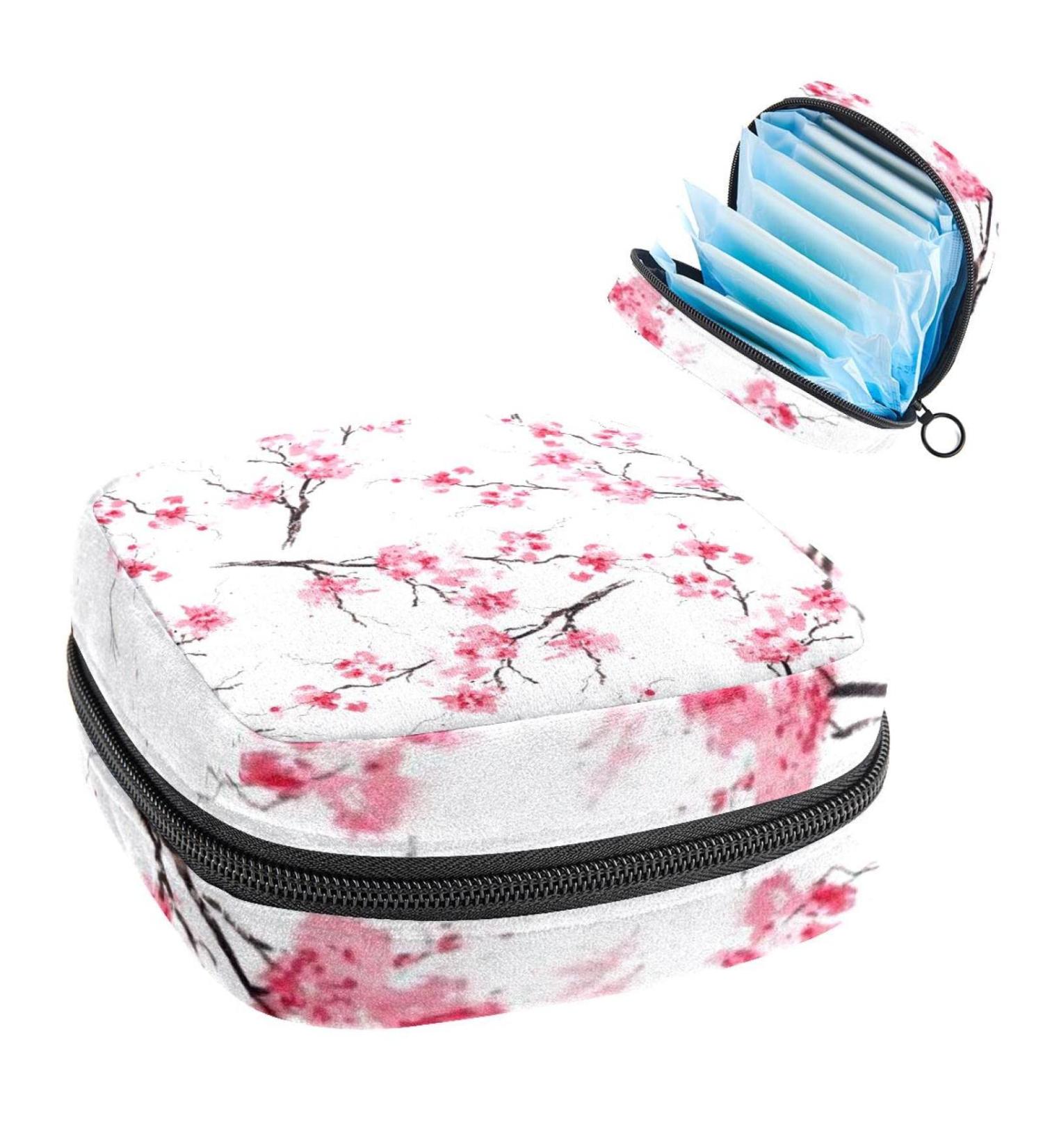 GIAPB Period Bag Sanitary Napkin Storage & Travel Makeup Pouch - Spring Pink Peach Blossom Color - Buy Online on GoSupps.com