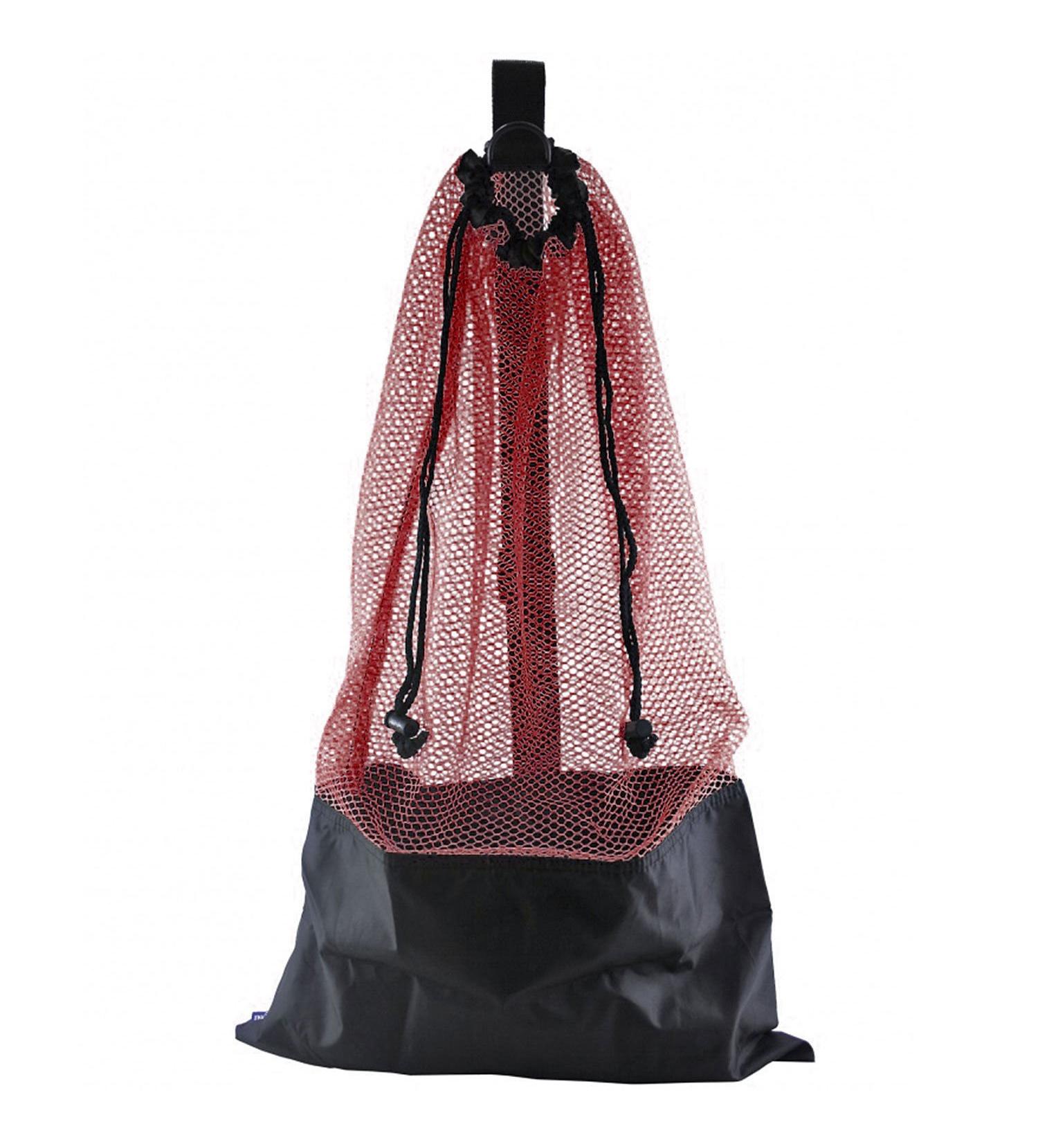 ScubaMax Mesh Bag Draw String w/Shoulder Strap (Red, One Size)