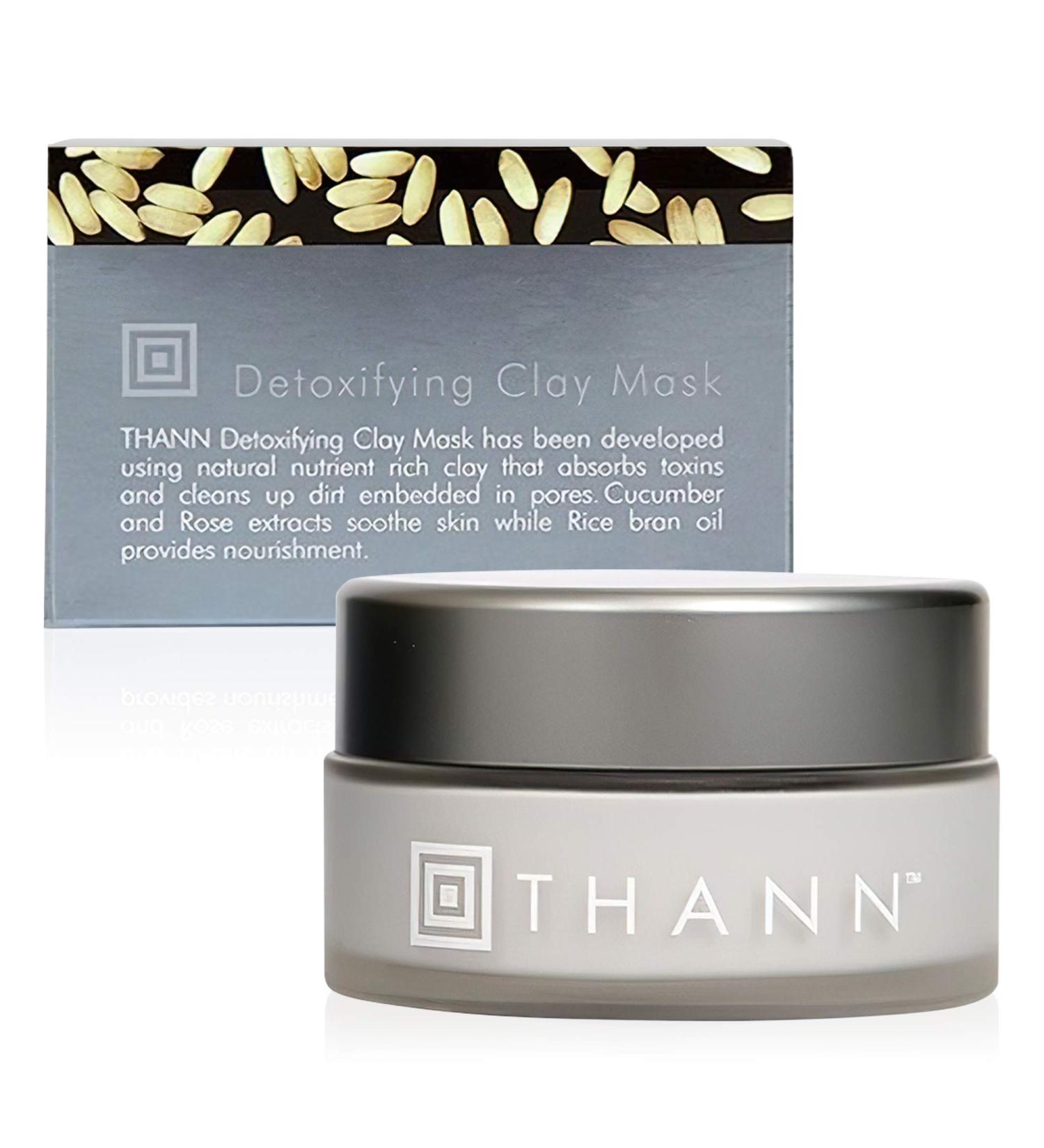 THANN Detoxifying Facial Clay Mask - Pore Minimizing Bentonite Clay with Rice Bran Oil & Rose Extracts | Oil Control & Skin Detox | Paraben & Alcohol Free (100g - Buy Online on GoSupps.com